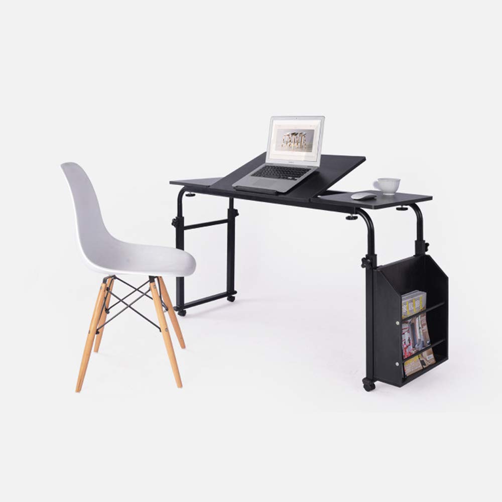 Adjustable Overbed Desk with Wheels - Mobile Hospital Bed Table, Rolling Laptop Desk for Medical Use & Home Office, Height & Length Customizable (Black) - Perfect for Patients, Students & Remote Workers