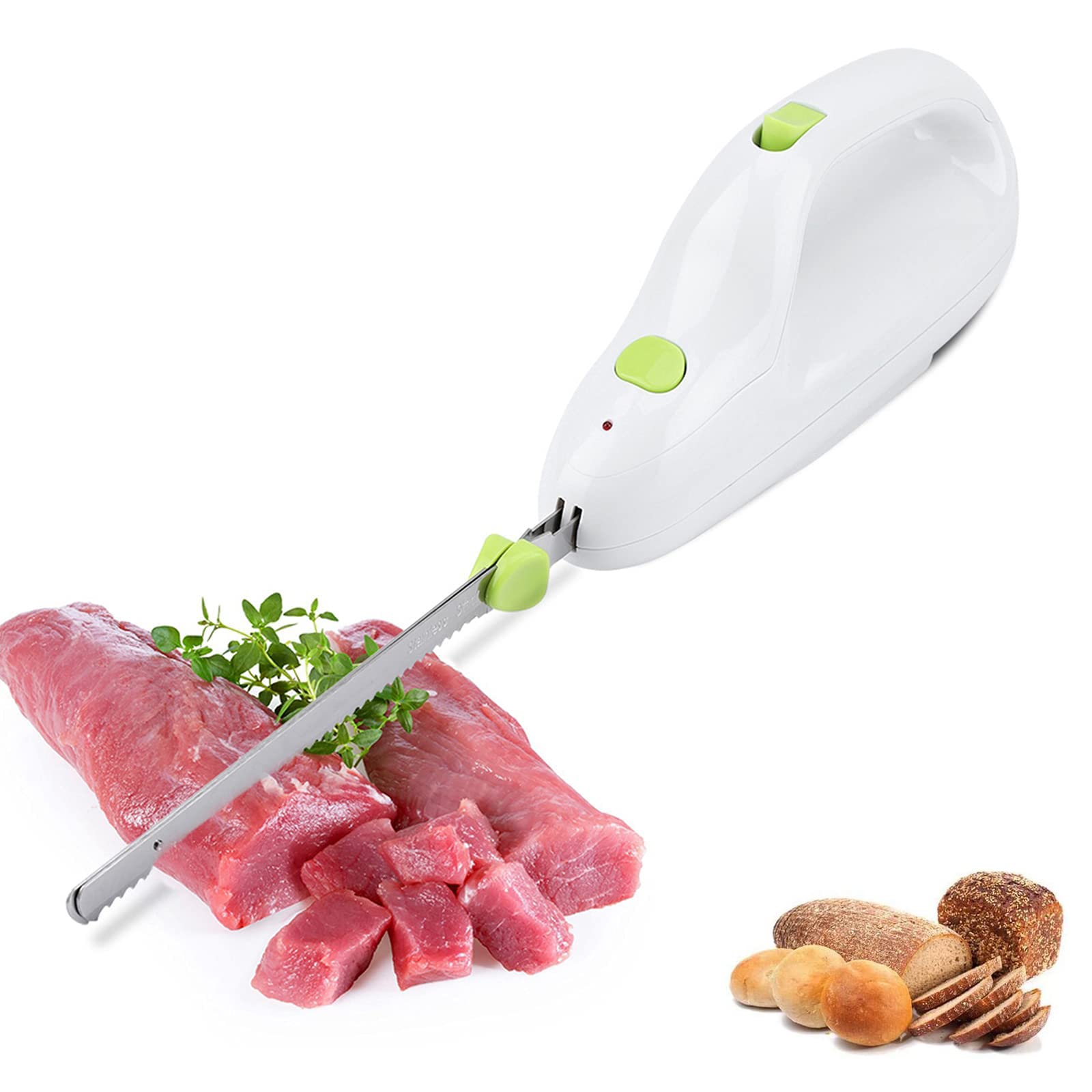 UGCER Electric Serrated Carving Knife - Handheld Automatic Bread & Frozen Meat Knife with 2 Stainless Steel Blades - Perfect for Home Kitchen, Slicing Cold Meat, Ham, Turkey & Holiday Roasts - Ideal for Thanksgiving, Christmas & Family Gatherings