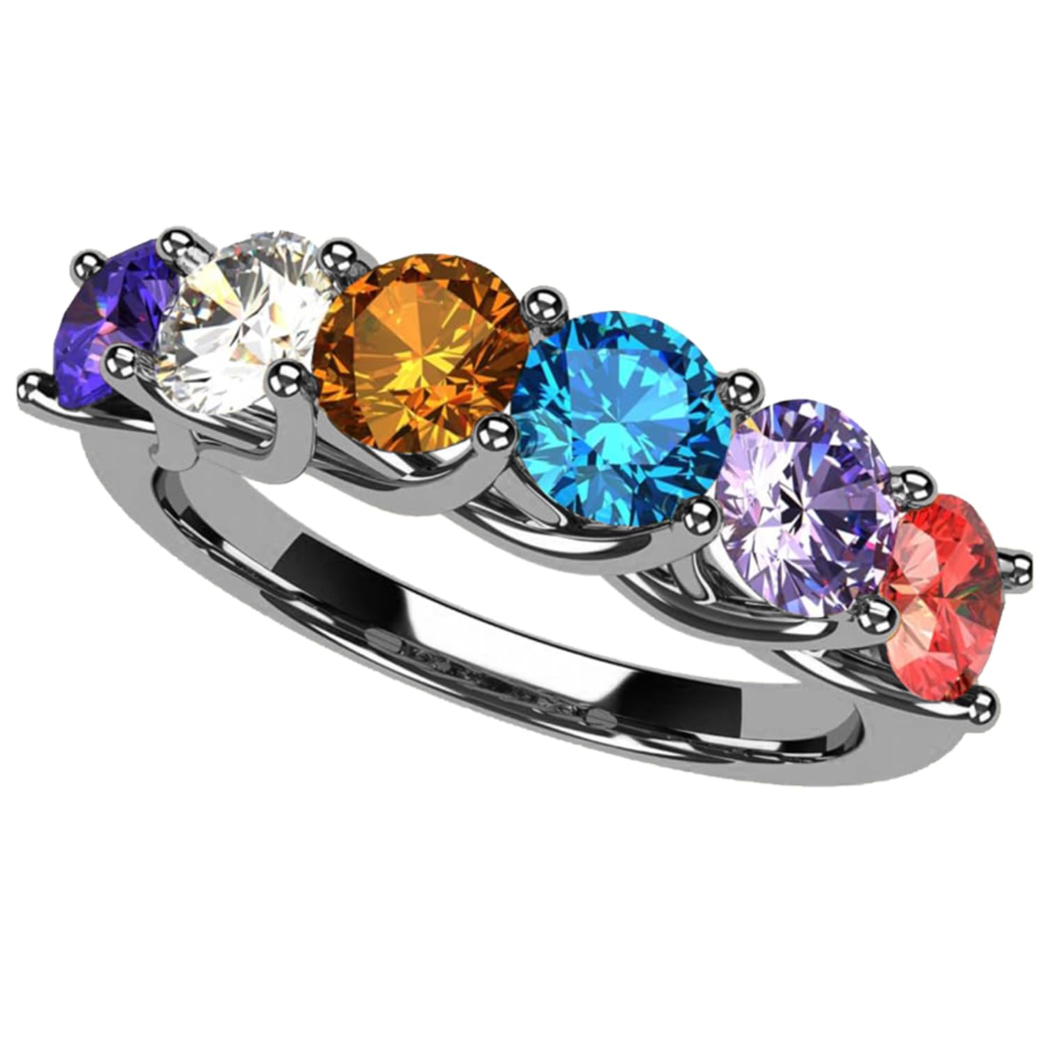 Lucita Mother's Rings with 1-6 Simulated Birthstones in Sterling Silver, 10K or 14K Gold - Elegant Gift for Mom, Grandma & Special Women - Perfect for Mother's Day, Birthday & Anniversary Celebrations