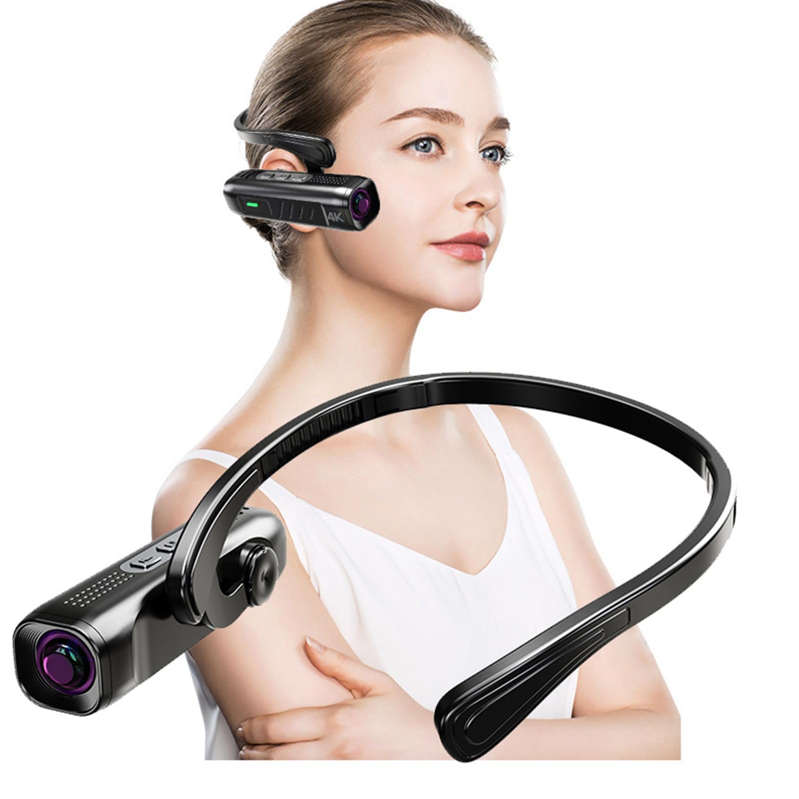 4K Wearable Action Camera with WiFi & APP Control - 2200mAh Rechargeable Sports Camera for Vlogging, Cycling, Skiing & Outdoor Adventures - Head-Mounted HD Webcam for YouTube Videos & Live Streaming