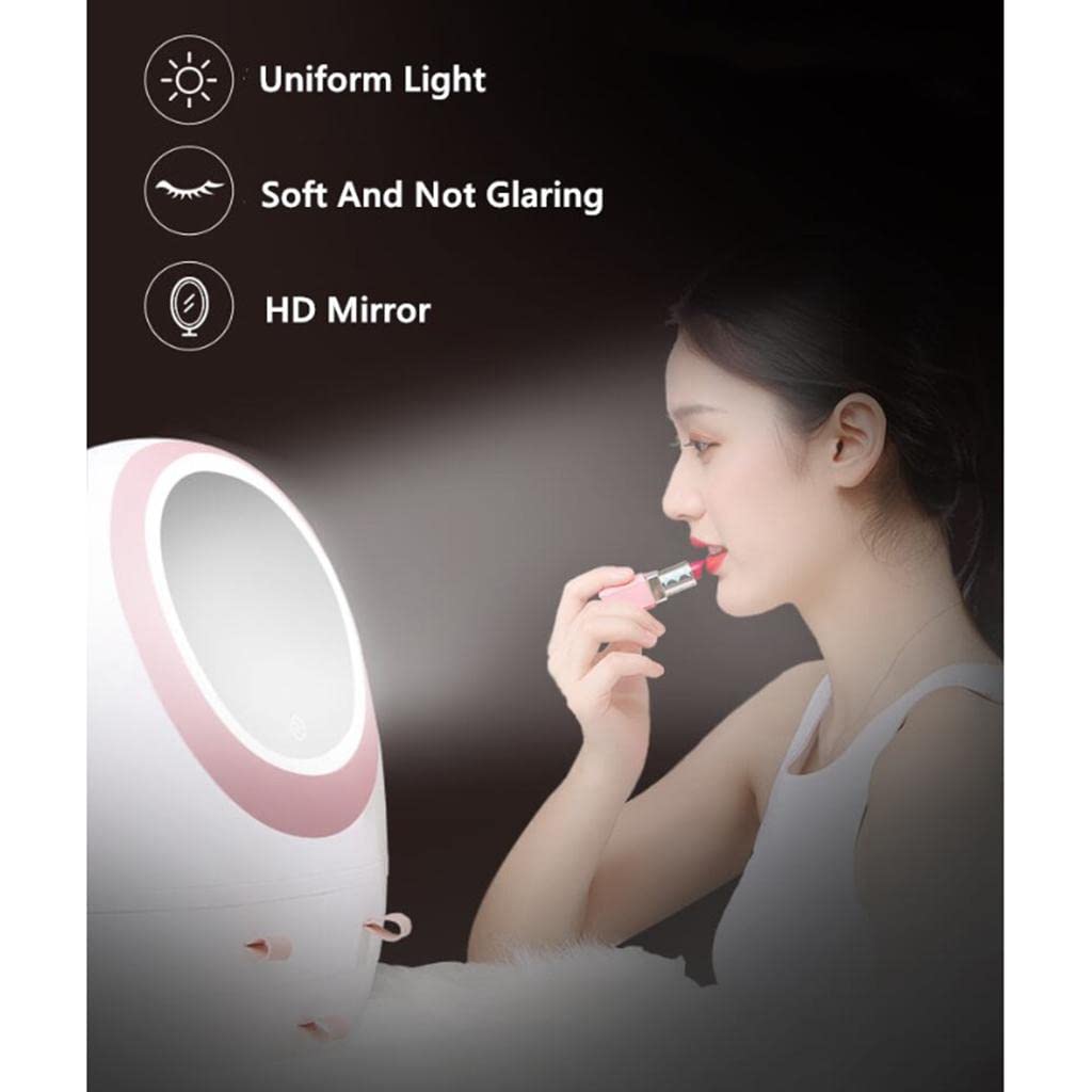 VMS INDIA Makeup Organizer with LED Mirror - Cosmetic Storage Display Case for Vanity, Bathroom & Travel - Perfect for Makeup Artists & Beauty Enthusiasts