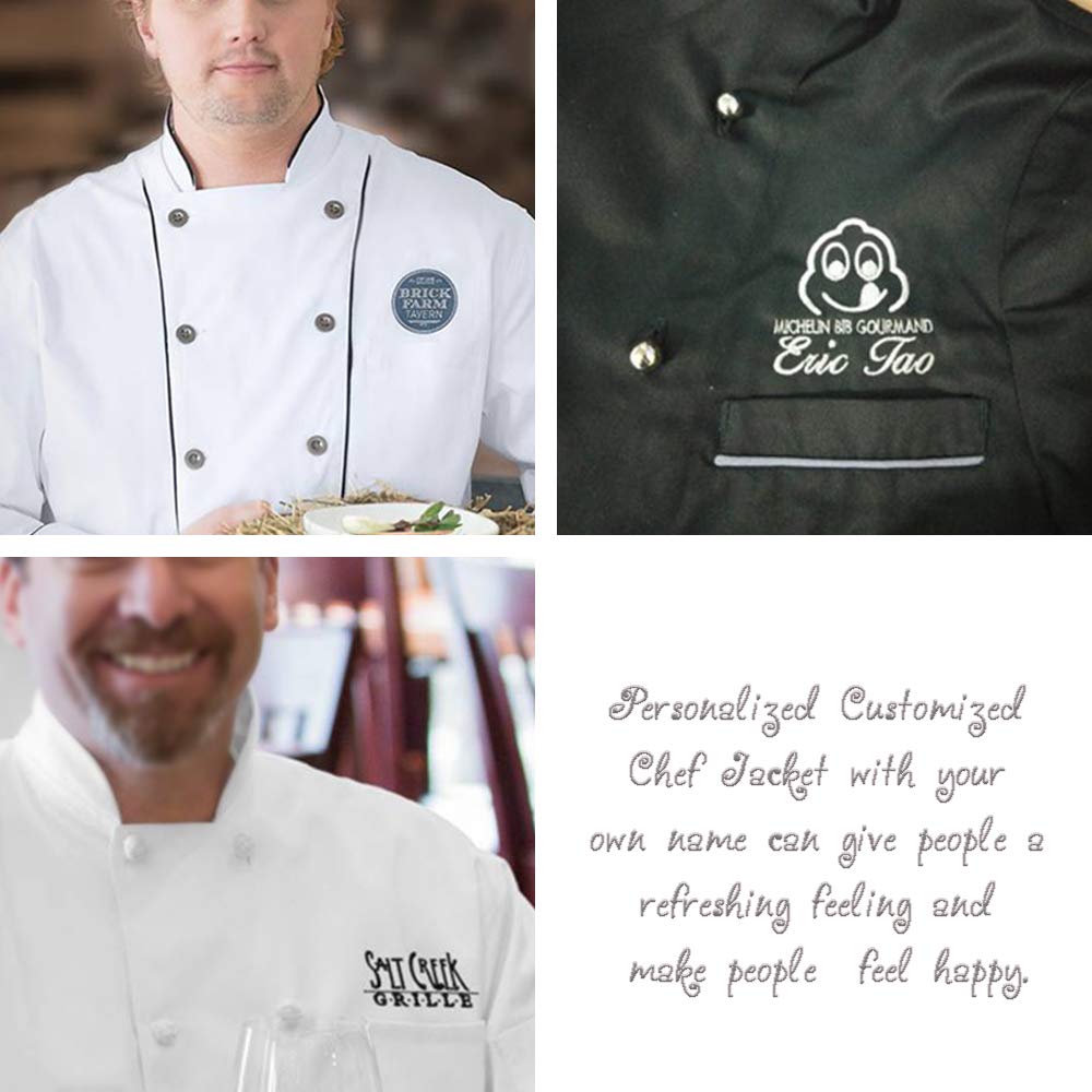 Custom Chef Jacket - Personalized Embroidery Chef Coat for Professional Kitchen, Restaurant & Hotel Use - Perfect for Culinary Staff & Cooking Enthusiasts
