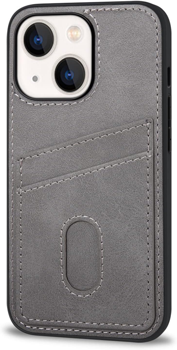 JabraOn Slim Fit Premium Leather Wallet Case for iPhone 14/14 Plus/14 Pro/14 Pro Max - Shockproof Protective Phone Cover with Card Holder (Grey) - Perfect for Everyday Use, Travel & Business Meetings