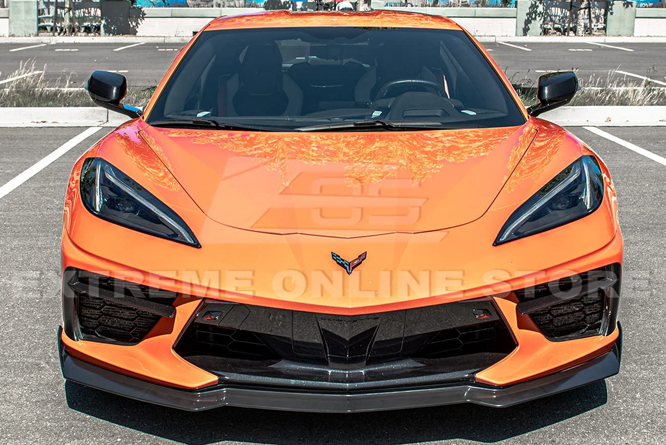 2020-2023 Chevrolet Corvette C8 Stingray & Z51 Front Bumper Lip Splitter - GM 5VM Style ABS Plastic Spoiler (Primer Black) | Perfect for Street Racing & Car Shows