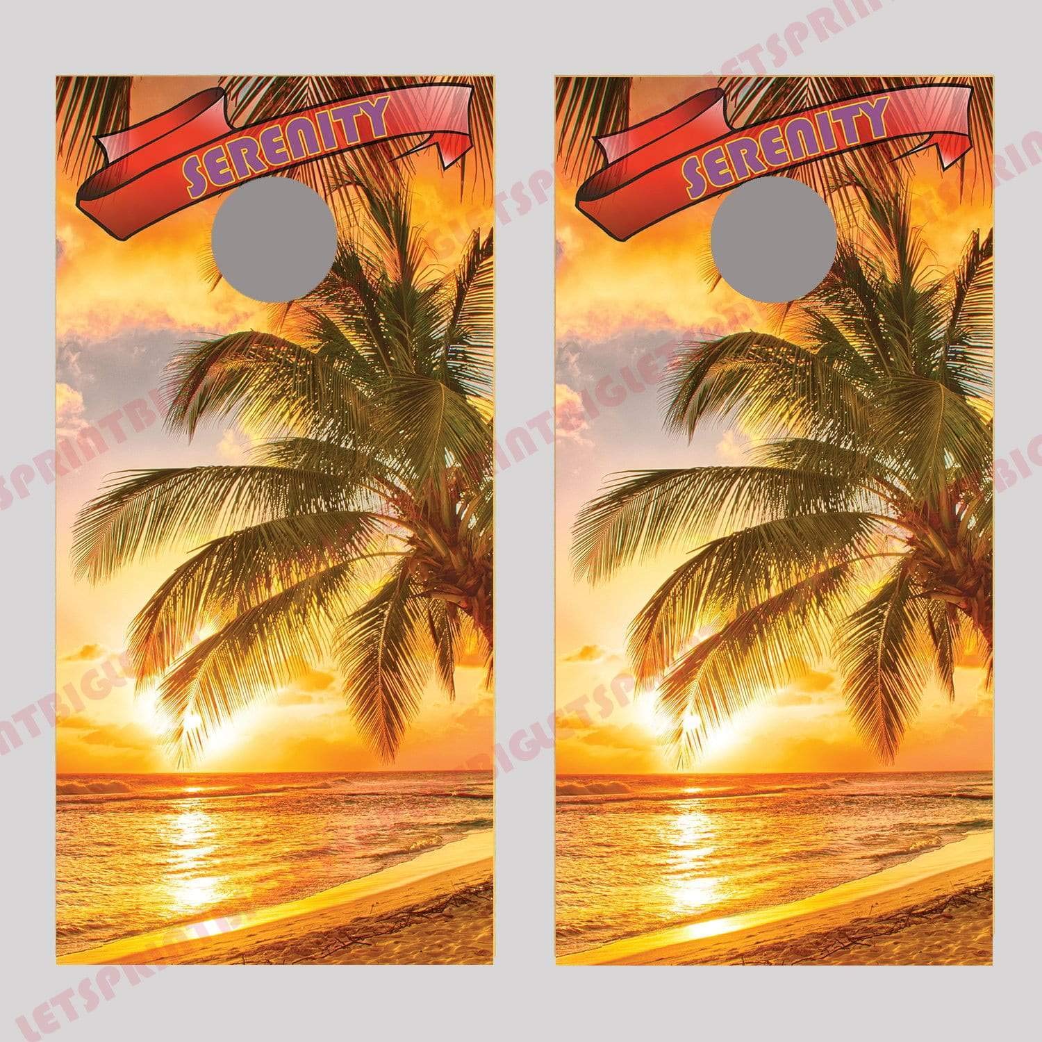 Serenity Beach Corn Hole Decal Wrap - Premium Vinyl Sticker for Cornhole Boards - Perfect for Backyard Parties, Beach Games & Outdoor Decor