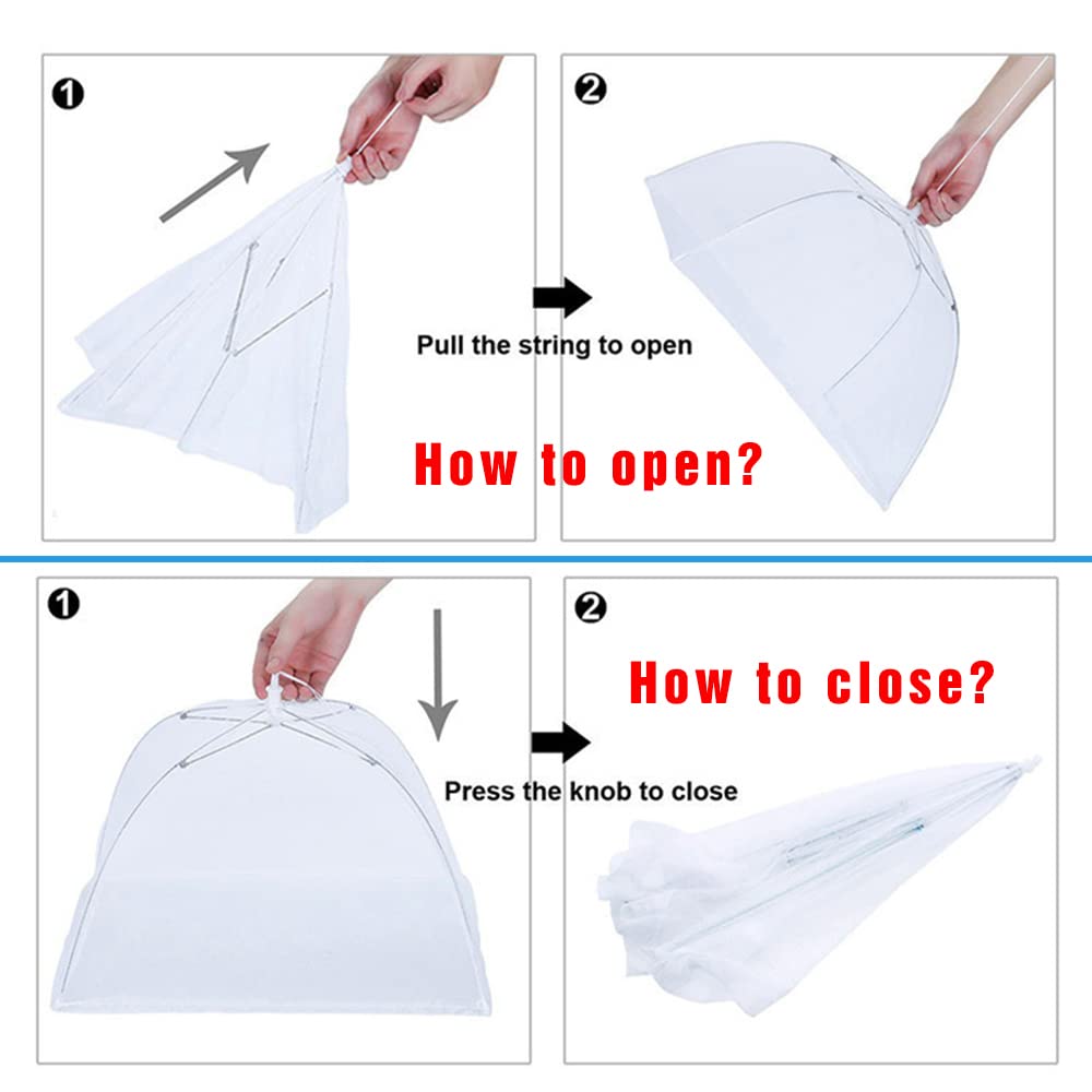 6-Pack Extra Large 40x24in & Large 17x17in Pop-Up Mesh Food Covers for Outdoor BBQ, Camping, Picnic - Windproof Food Tents for Parties, Beach & Backyard Gatherings