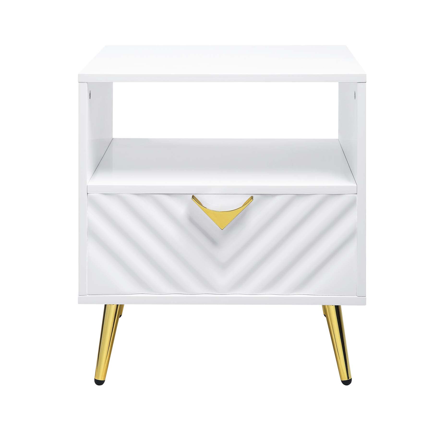 White Wooden End Table with Storage Shelf - Modern Living Room & Bedside Nightstand - ACME Furniture for Home Decor & Organization