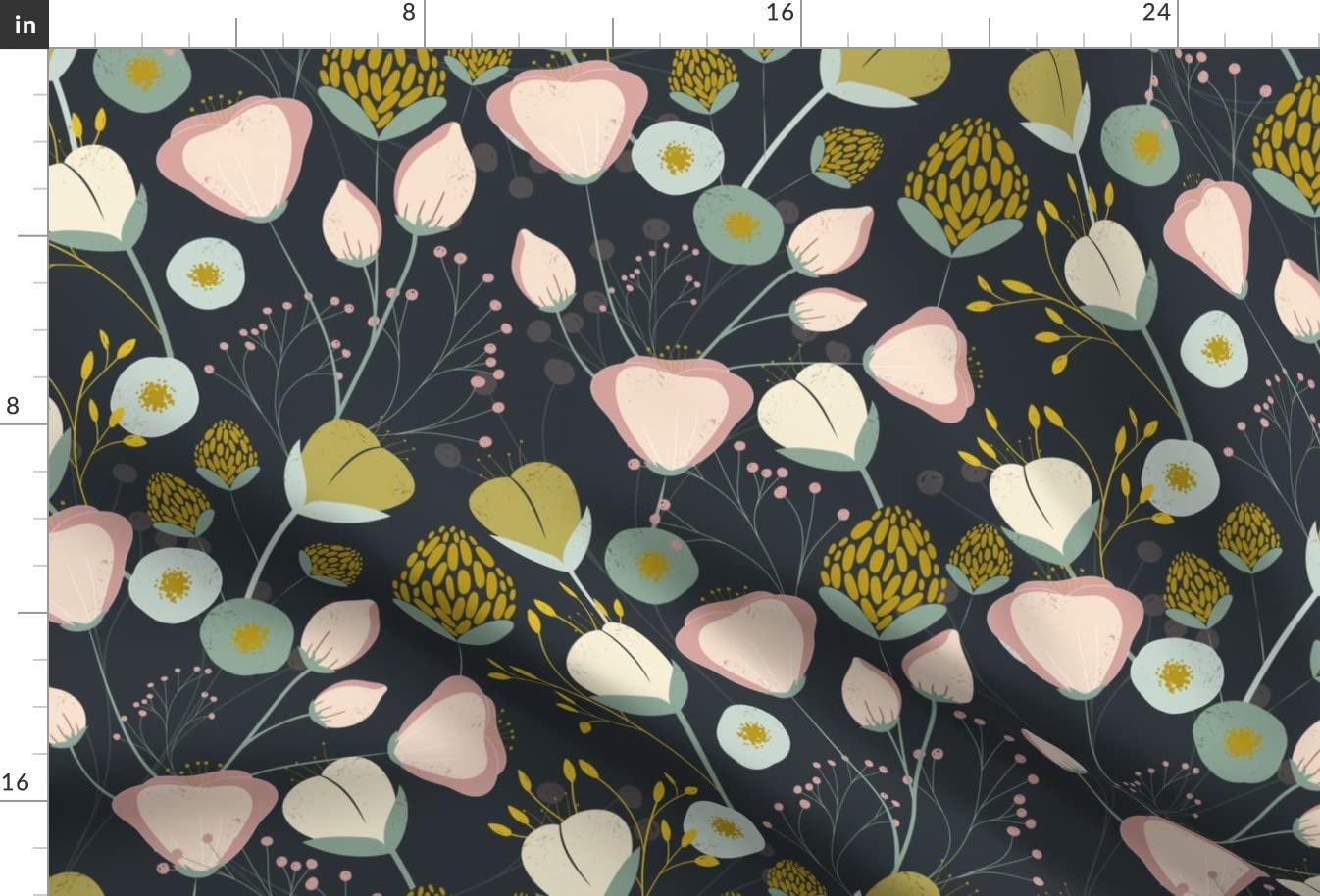 Whimsical Small Floral Abstract Forest Print Minky Fabric by The Yard - Pink Navy Mustard Pattern for Sewing Baby Blankets, Quilt Backing & Plush Toys | Soft Cuddle Fabric for Nursery Decor & DIY Crafts