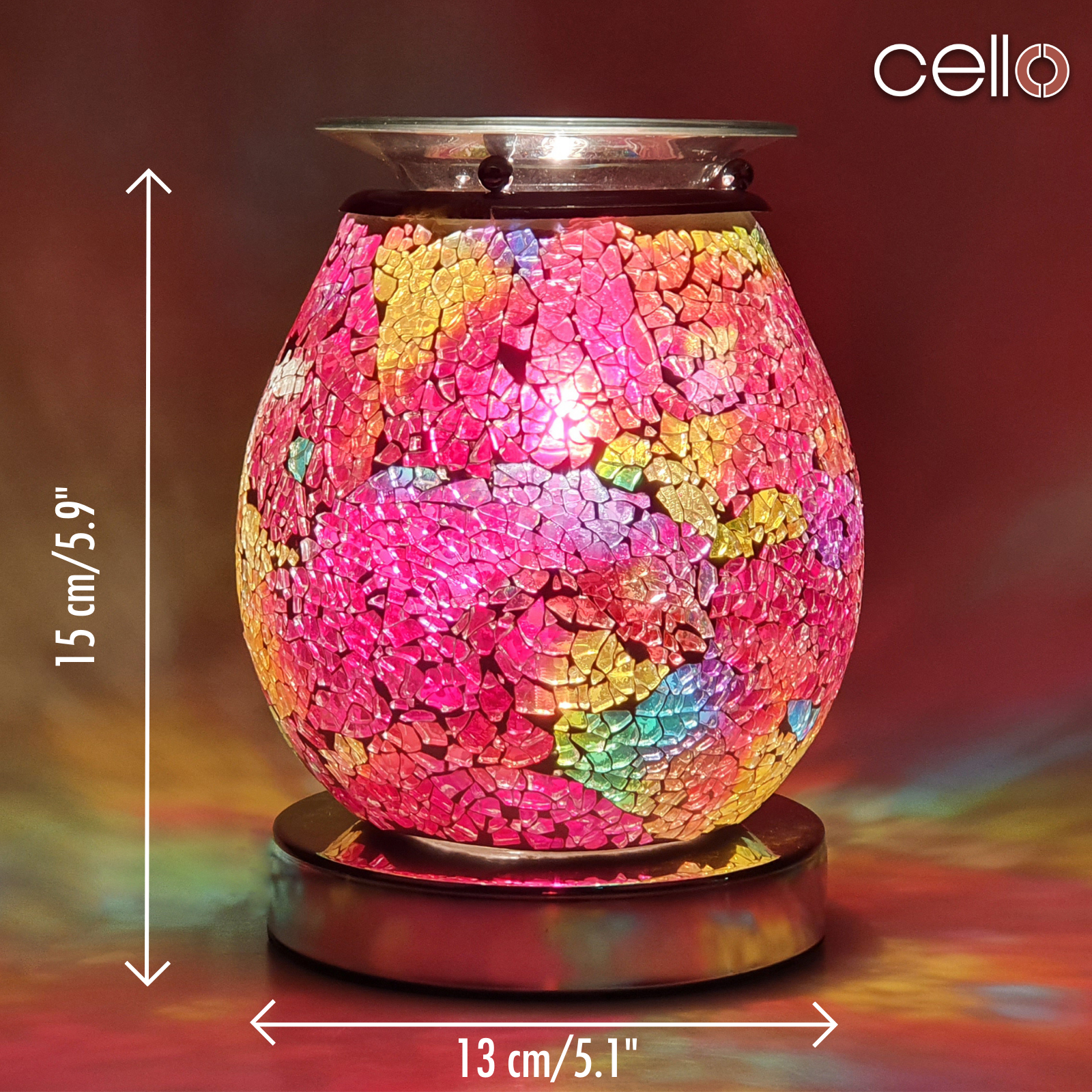Cello Electric Wax Burner with Touch Control & Mosaic Design - Multi-Color Wax Warmer for Home Aromatherapy, Spa Relaxation, and Gift Giving