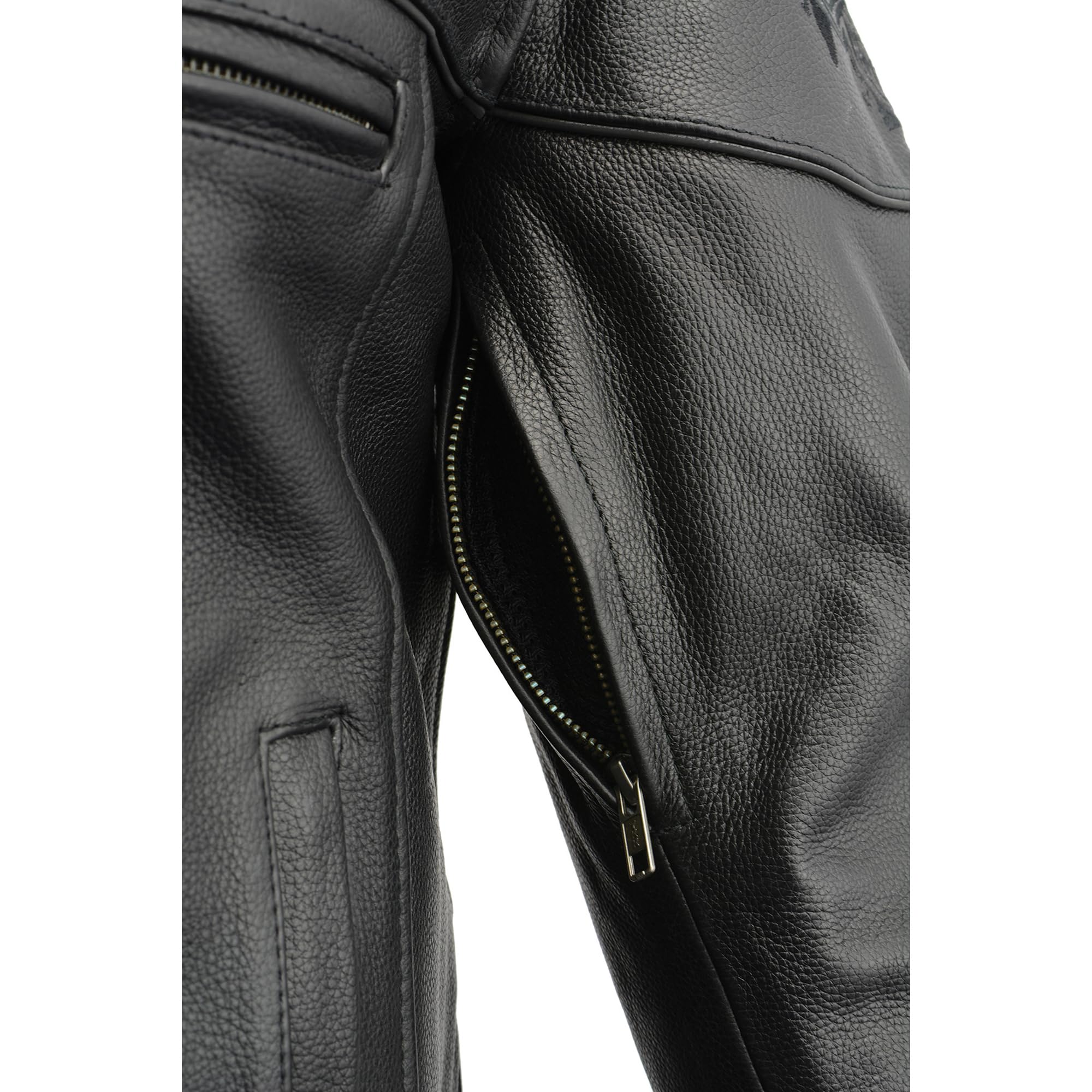 Milwaukee Leather Men's Motorcycle Jacket with Reflective Skulls - MLM1500 Crossover Racer Style Biker Jacket for Riding & Urban Fashion