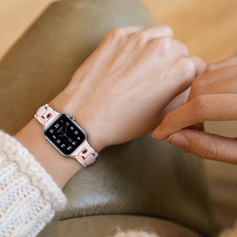 Premium Resin Apple Watch Bands for Women - Compatible with 38mm 40mm 41mm 42mm 44mm 45mm Models - Fits Apple Watch Series 7/6/5/4/3/2/1/SE - Stylish & Durable Replacement Straps for Workout, Office & Everyday Wear