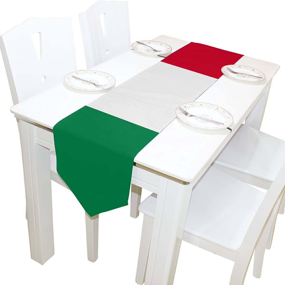 Poeticcity Italy Flag Double Sided Table Runner 13x70 Inches - Wedding, Dining Room, Kitchen Decor, Party & Home Celebration Tablecloth