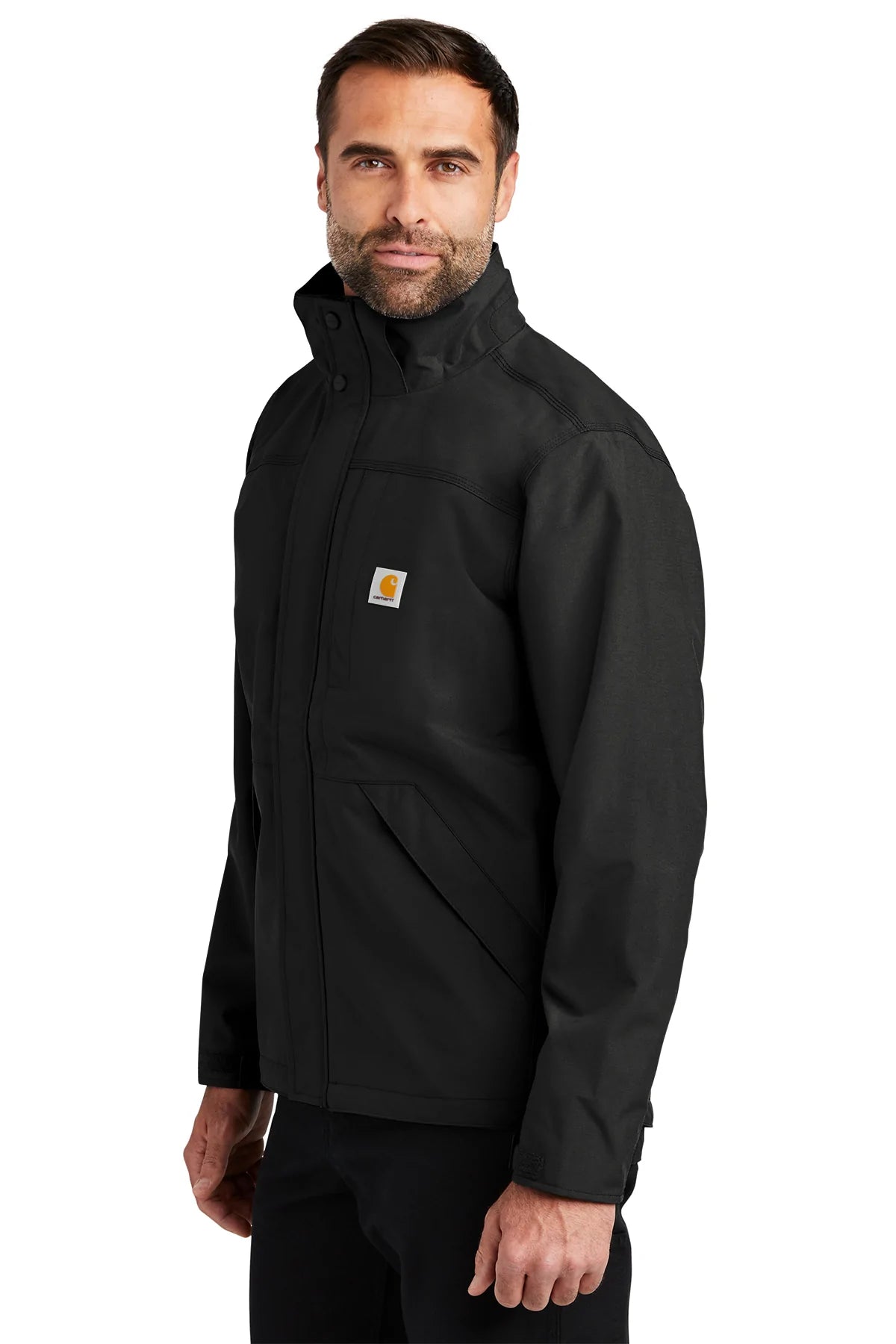 Carhartt Shoreline Waterproof Jacket for Men & Women - Durable Work Jacket with Hood, Windproof & Warm, Black - Perfect for Outdoor Work, Hiking & Winter Activities