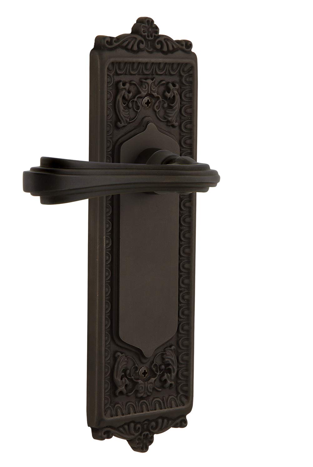 Nostalgic Warehouse Egg & Dart Plate Double Dummy Fleur Lever in Oil-Rubbed Bronze - Vintage Style Door Handle for Classic Home Decor, Perfect for Bedroom, Bathroom & Interior Doors