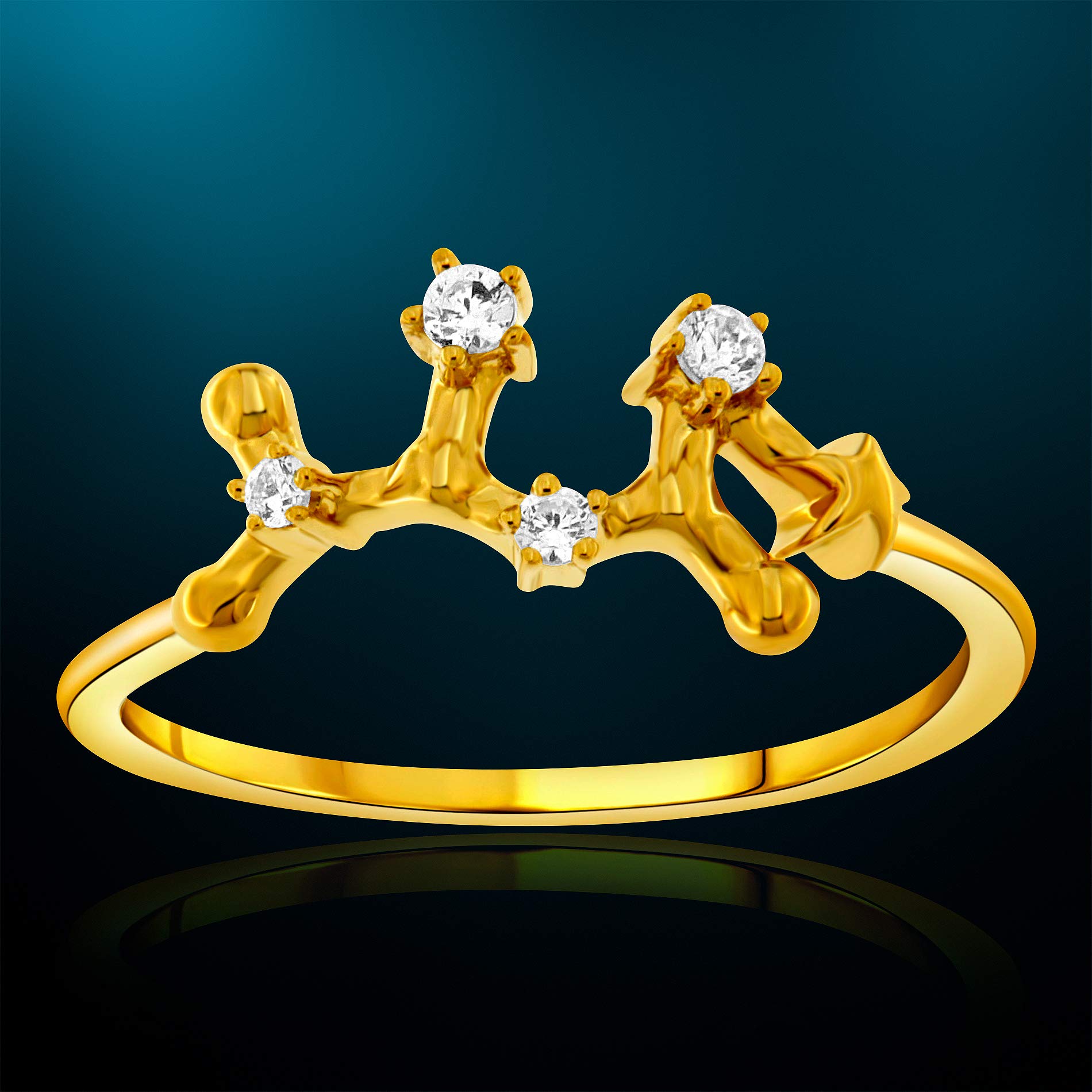 NATALIA DRAKE 1/10 Cttw Diamond Celestial Star Horoscope Zodiac Ring for Women - 925 Sterling Silver, H-I Color, I1-I2 Clarity - Perfect for Birthdays, Astrology Gifts & Special Occasions