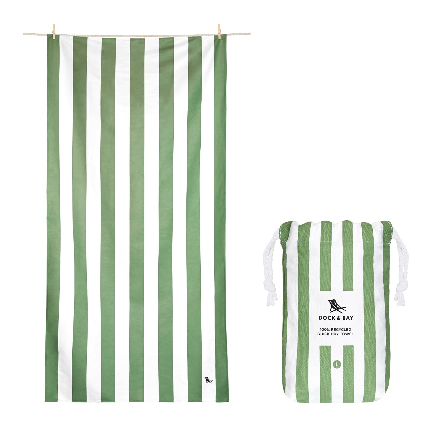 Dock & Bay Quick Dry Sand Free Beach Towel - Super Absorbent Lightweight Travel Towel for Swimming, Camping, Vacation - Eco Friendly 100% Recycled Materials with Carry Bag - Perfect for Beach, Pool, Gym & Outdoor Adventures