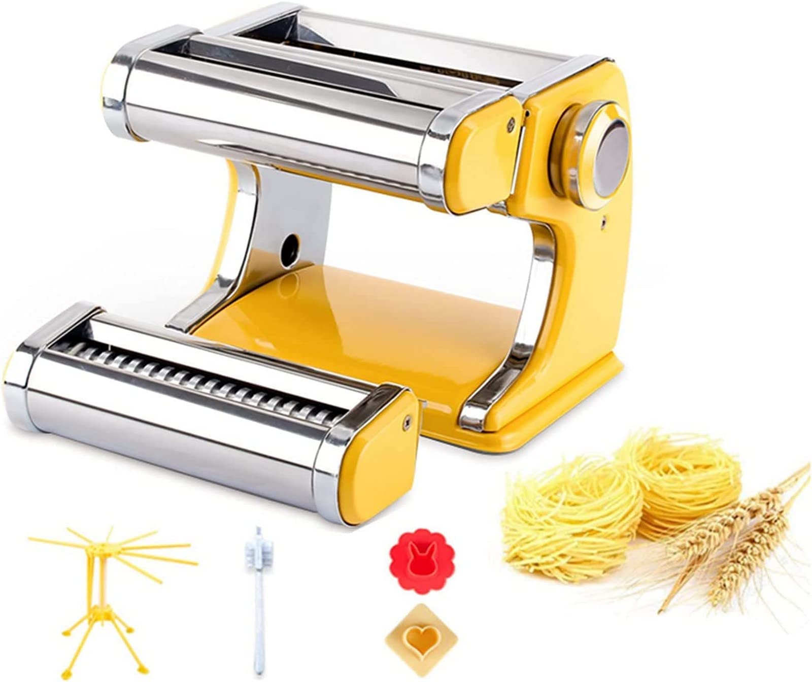 Premium Stainless Steel Pasta Maker Machine with Hand Crank & Clamp - Homemade Spaghetti, Fettuccini & Noodle Dough Maker for Italian Cuisine | Perfect for Home Kitchens & Restaurant Use