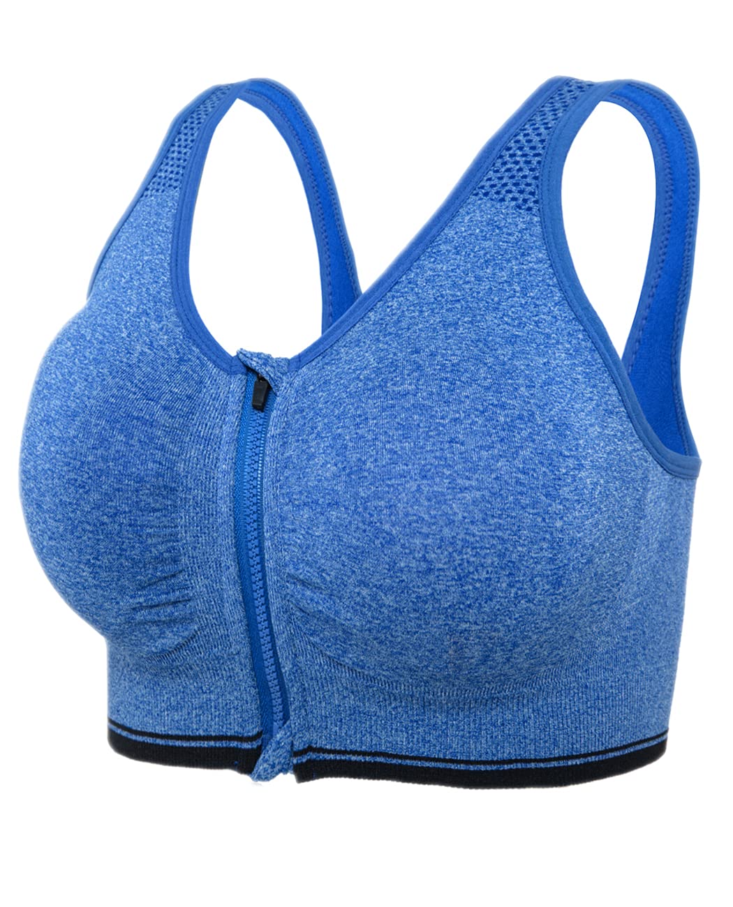 FLORATA Women's Zip Front Sports Bra - Wireless Post-Surgery Bra with Removable Pads for Yoga, Running & Gym Workouts | Comfortable Support for Active Lifestyles