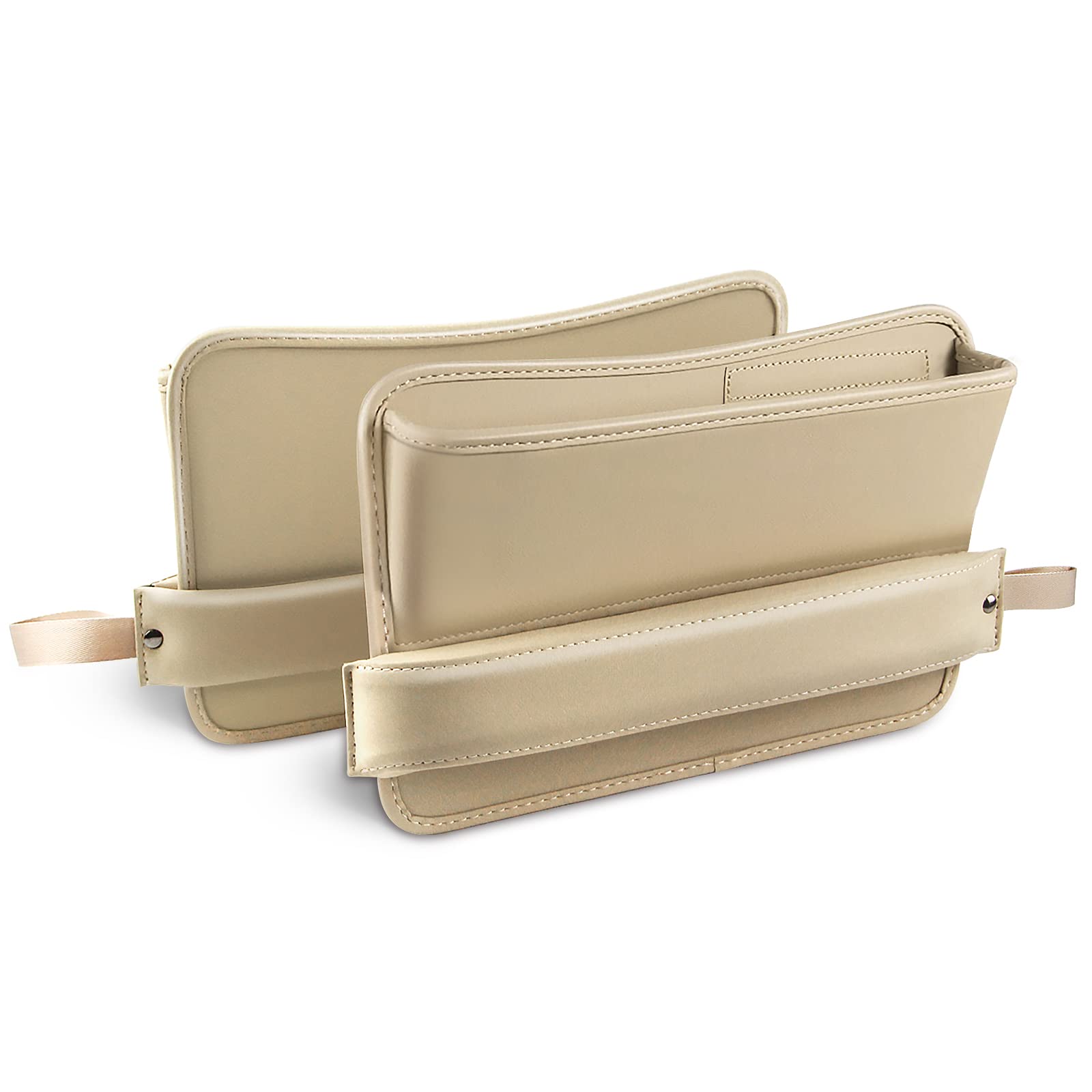 WGOCAUK Universal Car Seat Gap Filler Organizer (2 Pack) - Adjustable Front Seat Storage with PU Leather, Holds Phone, Wallet, Keys & Cards - Perfect for Road Trips, Commuting & Family Travel