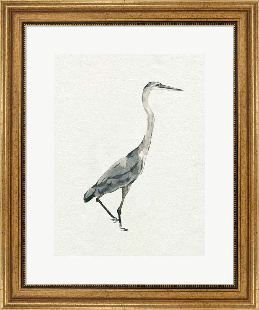 Emma Caroline Saltwater Herons I Framed Art Print - 20x24 Inches with Wide Gold Frame - Coastal & Beach Decor for Living Room, Bedroom, or Office