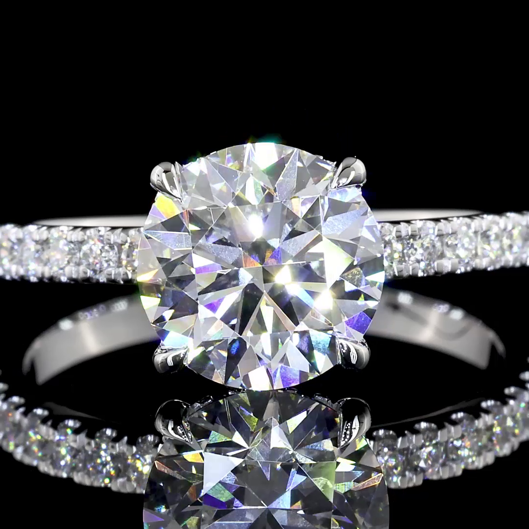 2.41 Carat Lab Grown Round Diamond E VVS2 Engagement Ring in 14K White Gold with Hidden Halo - Perfect for Proposals, Weddings & Anniversary Gifts