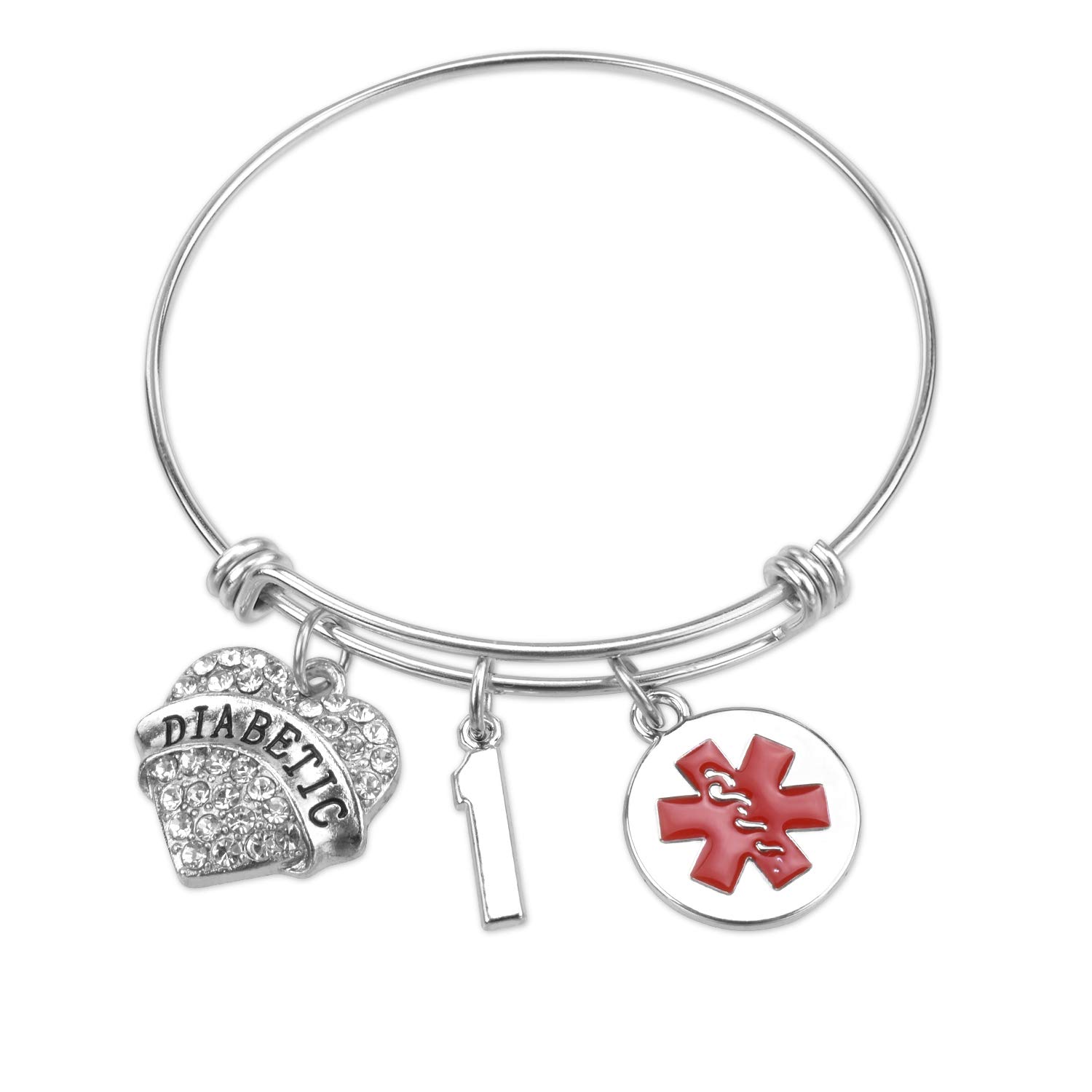 LLsuy Medical Alert Bracelets for Women - Type 1 & Type 2 Diabetes ID Bracelet with Adjustable Band | Perfect for Daily Wear, Emergency Situations & Healthcare Awareness