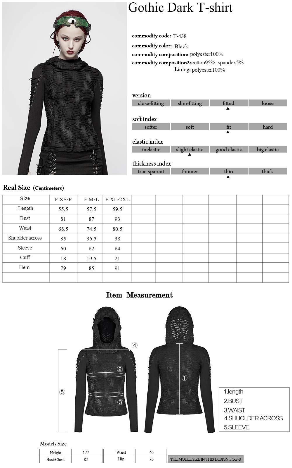 Punk Women's Ripped Hole Hooded Bandage Black T-Shirt - Gothic Dark Long Sleeve Top for Concerts, Halloween & Alternative Fashion