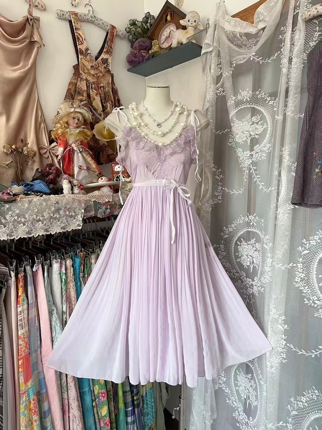 Lavender A-Line Short Summer Dress - Flowy Chiffon Homecoming Dress J6656 for Beach Vacation, Garden Party & Casual Outings