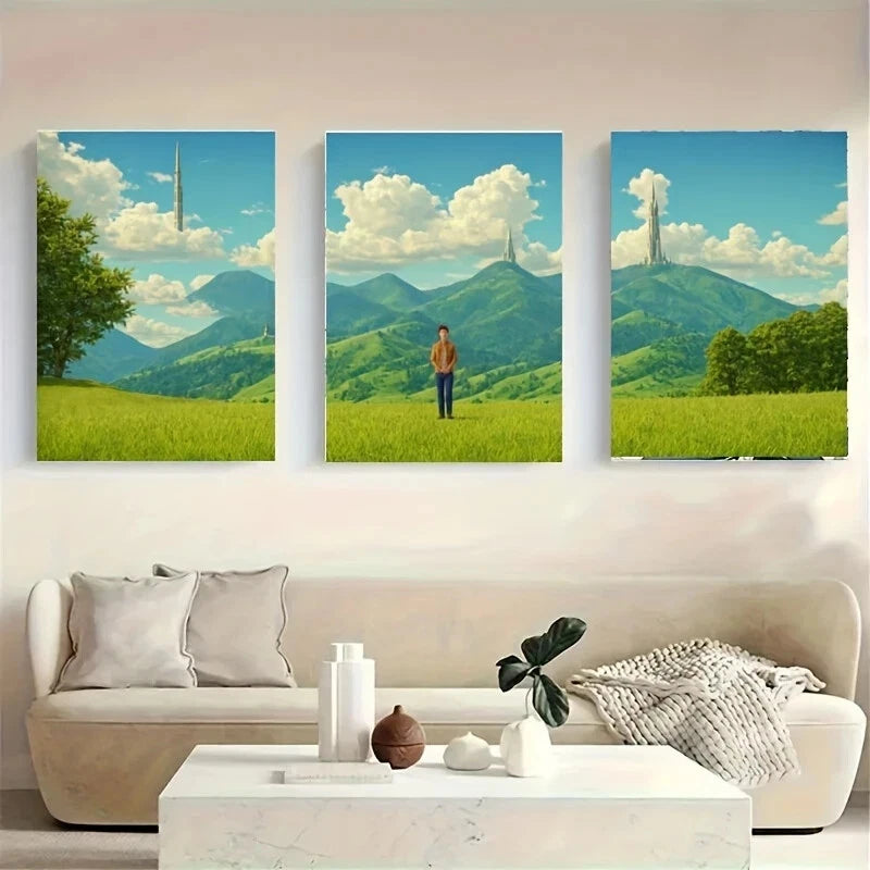 3-Piece Black Simple Metal Wall Art for Men - Ready to Hang Home Decor - Perfect for Living Room, Bedroom or Office Decorations