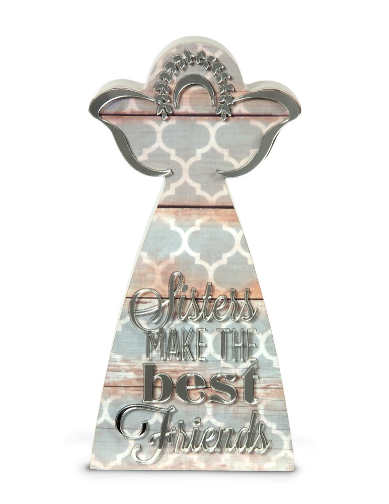 Best Friends Angel Plaque for Sisters - 7-Inch Inspirational Gift with Radiant Reflections - Perfect for Birthdays, Anniversaries & Home Decor