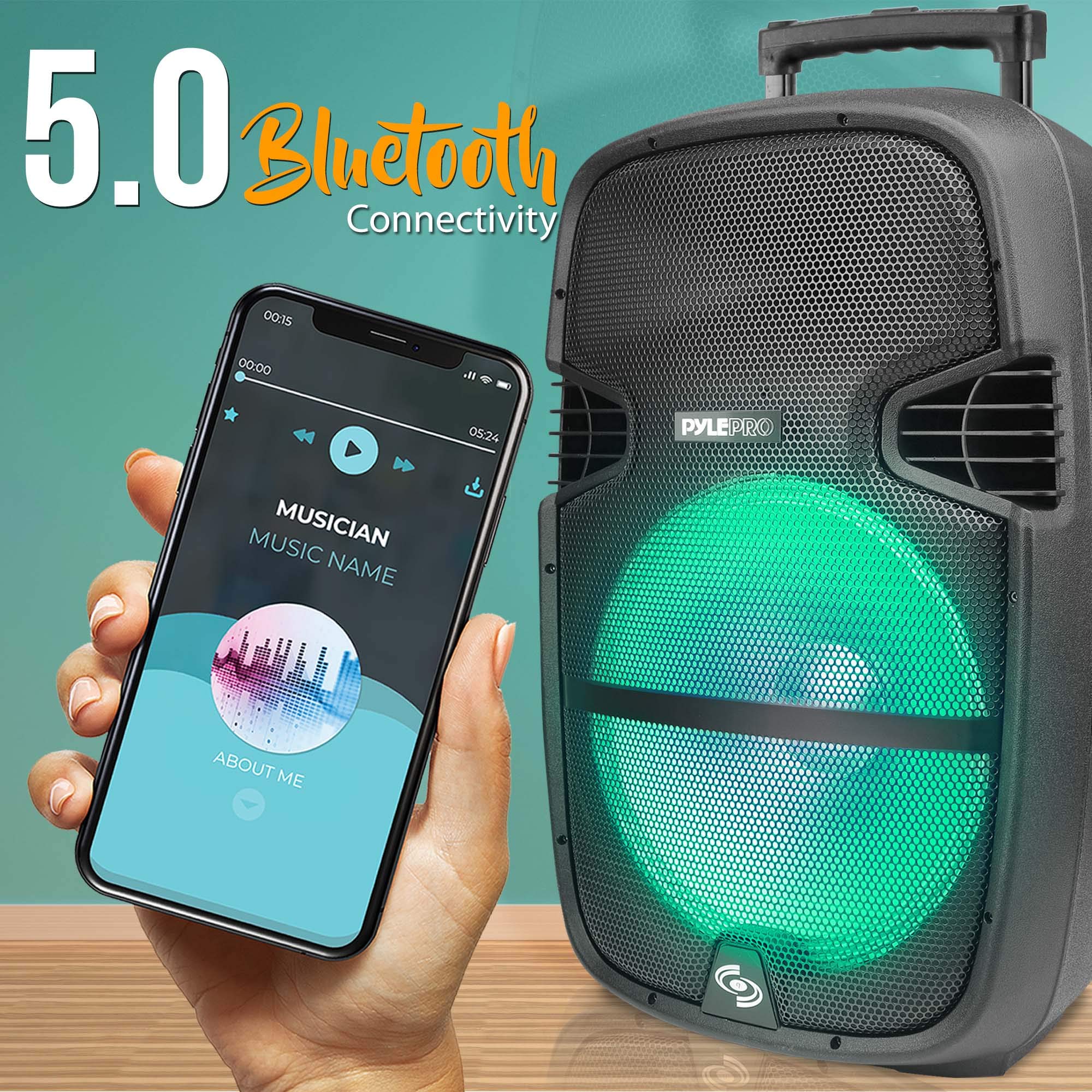 Pyle 1000W Portable Bluetooth PA Speaker System with 15