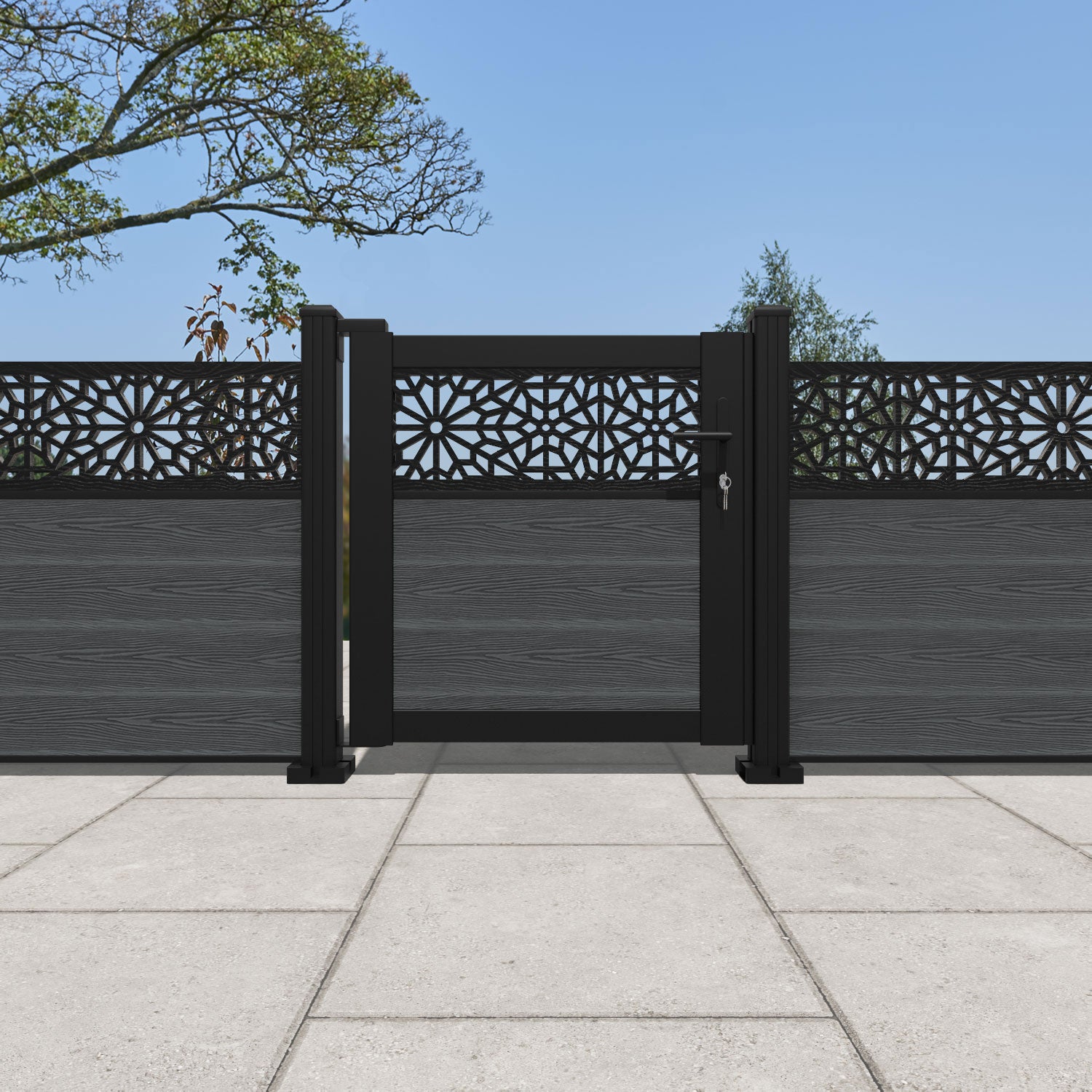 Classic Alnara Pedestrian Gate - Dark Grey Steel Garden Fence Gate for Home & Yard Security | Perfect for Driveways, Walkways, and Property Entrances