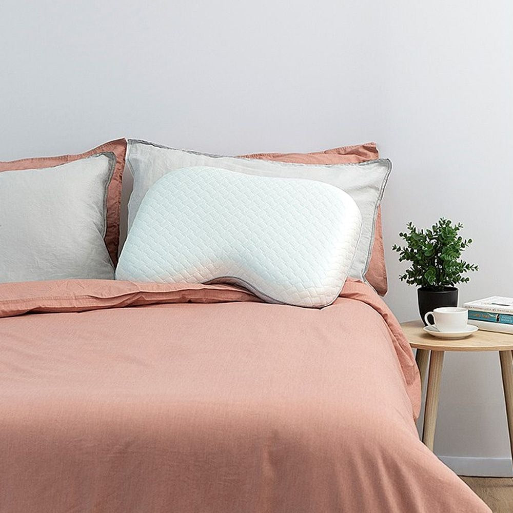 John Cotton All Positions Medium Profile Gel Memory Foam Pillow for Side, Back & Stomach Sleepers - Cooling Comfort for Nighttime & Travel Use
