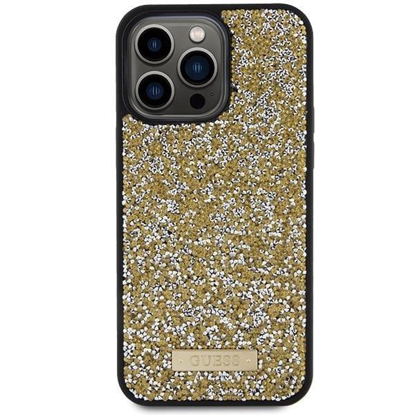 Guess Rhinestone Metal Logo Hard Case for iPhone 15 Pro 6.1