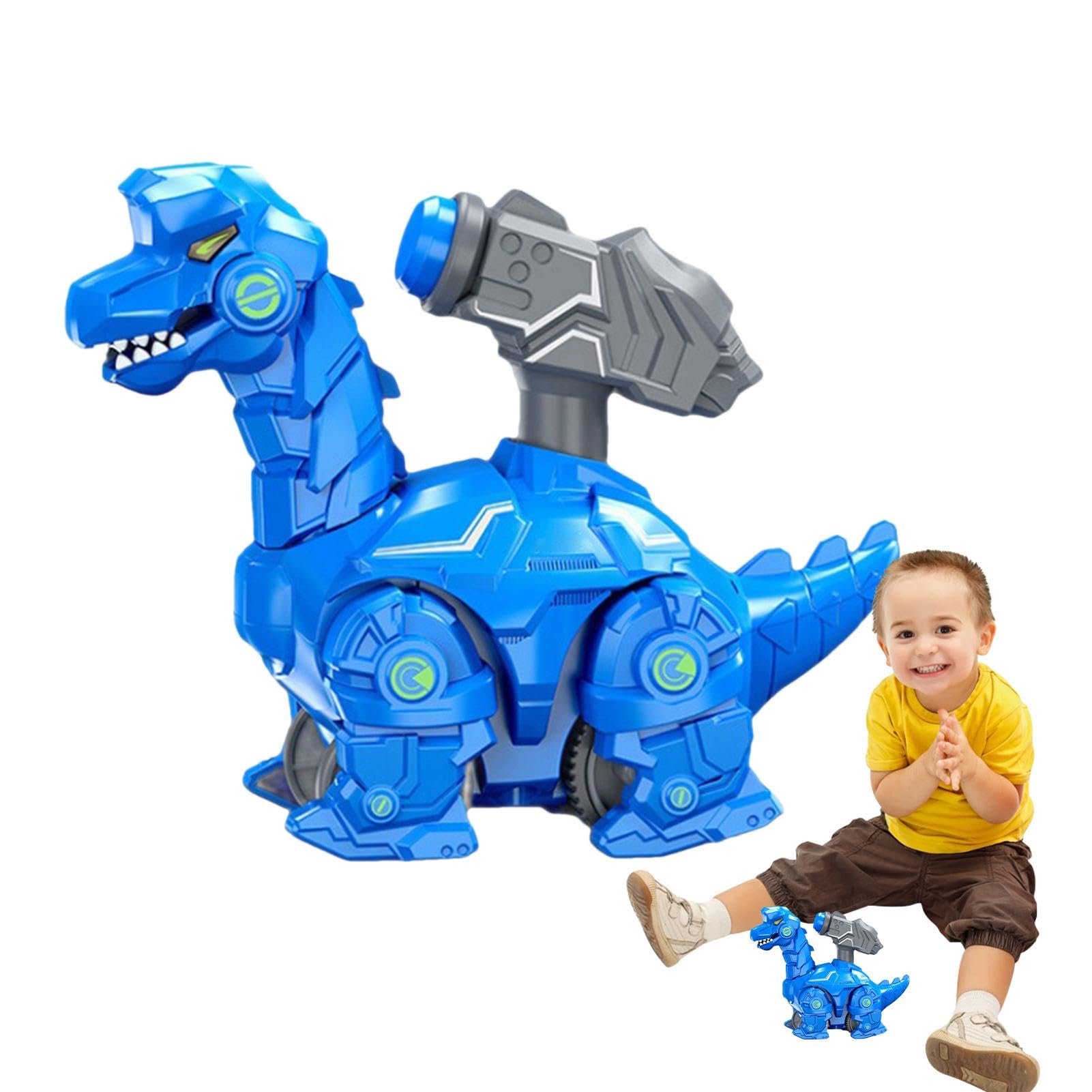 Sirseon Press and Go Dinosaur Toy - Animated Cartoon Vehicle, Cute & Portable Fine Motor Skills Educational Toy for Kids - Perfect for Playtime, Travel & Learning Activities