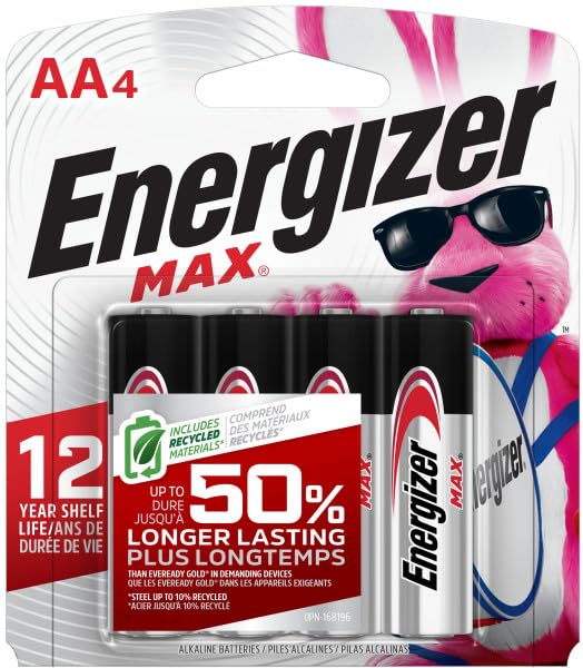 Energizer MAX AA and AAA Batteries Combo Pack - 4 AA + 4 AAA Alkaline Batteries (8 Count) - Long-Lasting Power for Toys, Flashlights, Remote Controls, and Electronic Devices