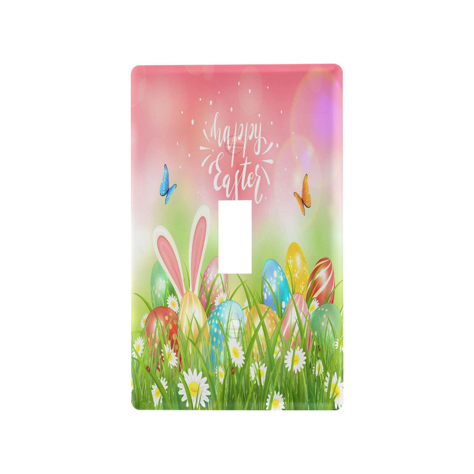 Easter Eggs Single Toggle Light Switch Cover - Decorative Wall Plate (4.53x2.76in) for Home, Kitchen, Bedroom & Office - Easy Installation & Stylish Upgrade