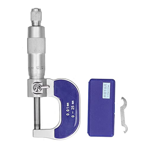 Precision Stainless Steel Micrometer 0-25mm Range, 0.01mm Accuracy - Portable Spiral Micrometer for Drill Bits & Vertical Milling Cutters | Ideal for Machining, Metalworking & DIY Projects