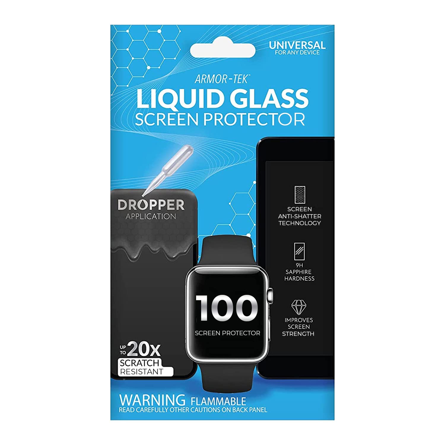 LIQUIPEL Armortek Liquid Glass Screen Protector - Universal Nano Coating for iPhone, Samsung, iPad & Smart Watches - Scratch & Impact Resistant Protection (Includes $100 Warranty) - Perfect for Outdoor, Travel & Everyday Use