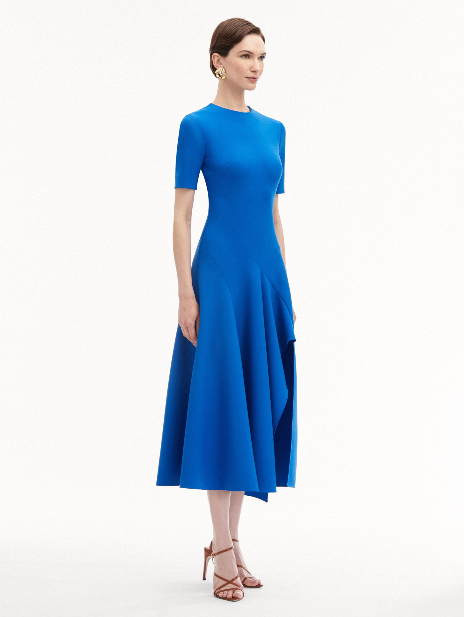 Wave Detail Midi Dress for Women - Flowy Summer Beach Dress with Feminine Ruffles | Perfect for Vacations, Date Nights & Outdoor Weddings
