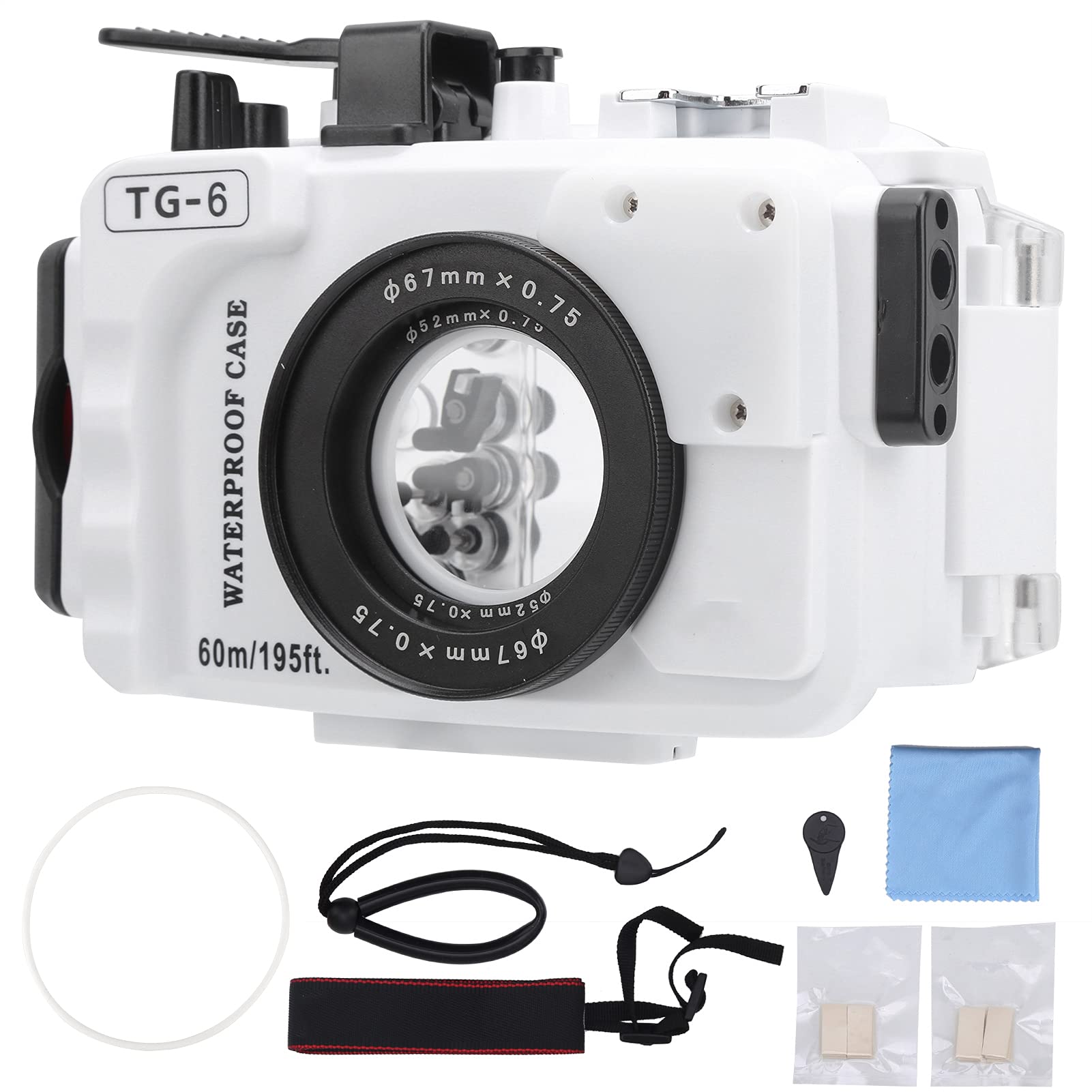 Waterproof Housing Case for Olympus TG6 - 60M/200FT Deep Underwater Camera Protective Shell, Diving Case for Snorkeling & Scuba Photography