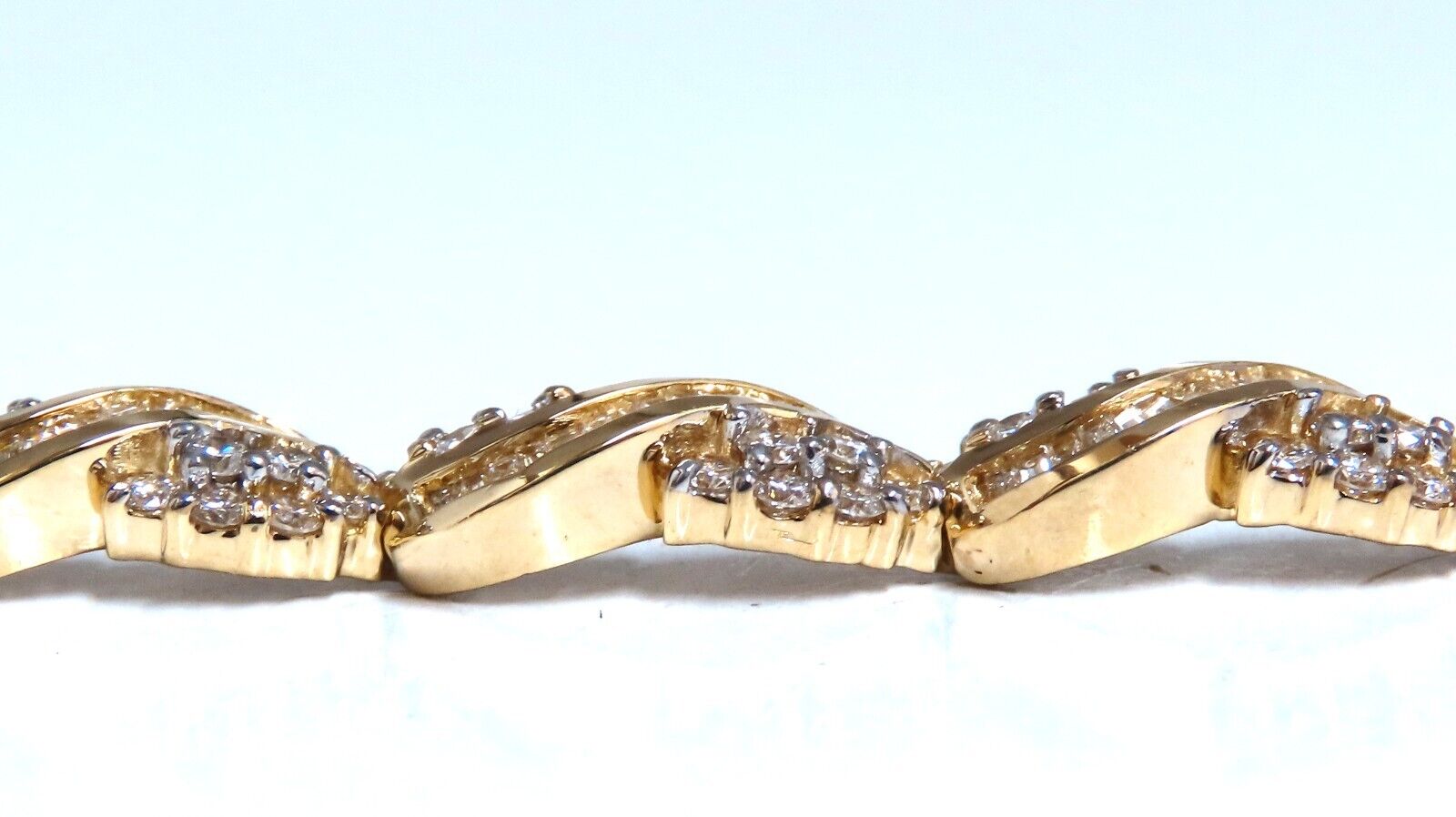 14K Gold Natural Round & Baguette Diamond Cluster Channel Bracelet for Women - Elegant Wedding, Anniversary & Evening Party Jewelry Gift