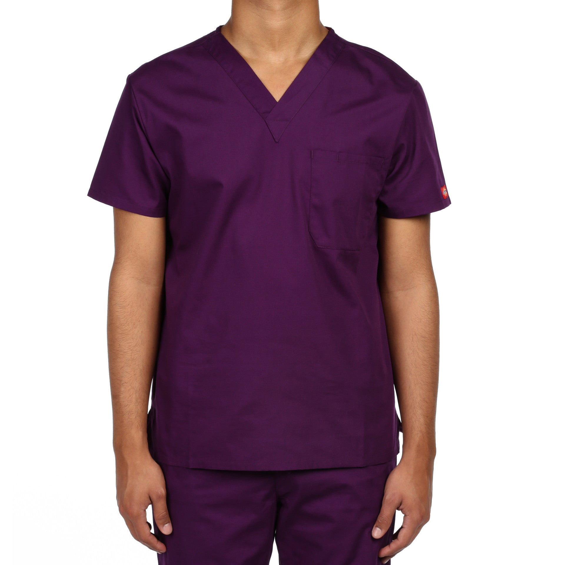 Dickies Unisex V-Neck One Pocket Scrub Top - Eggplant Purple | Comfortable Medical Uniform for Nurses & Healthcare Professionals | Perfect for Hospitals, Clinics & Healthcare Workplaces