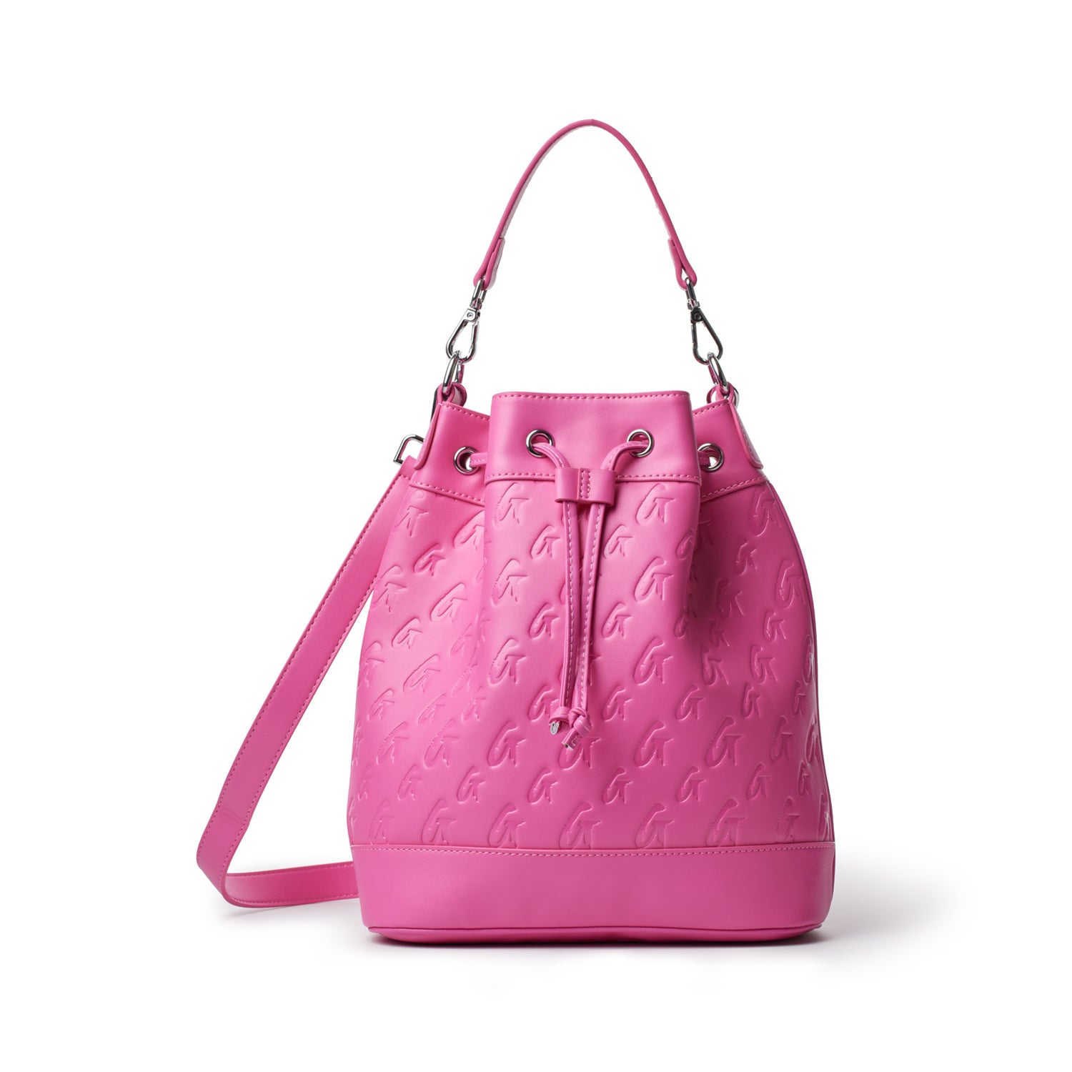 Large Monogram Bucket Bag in Hot Pink - Stylish & Spacious Women's Shoulder Bag for Travel, Shopping & Everyday Use