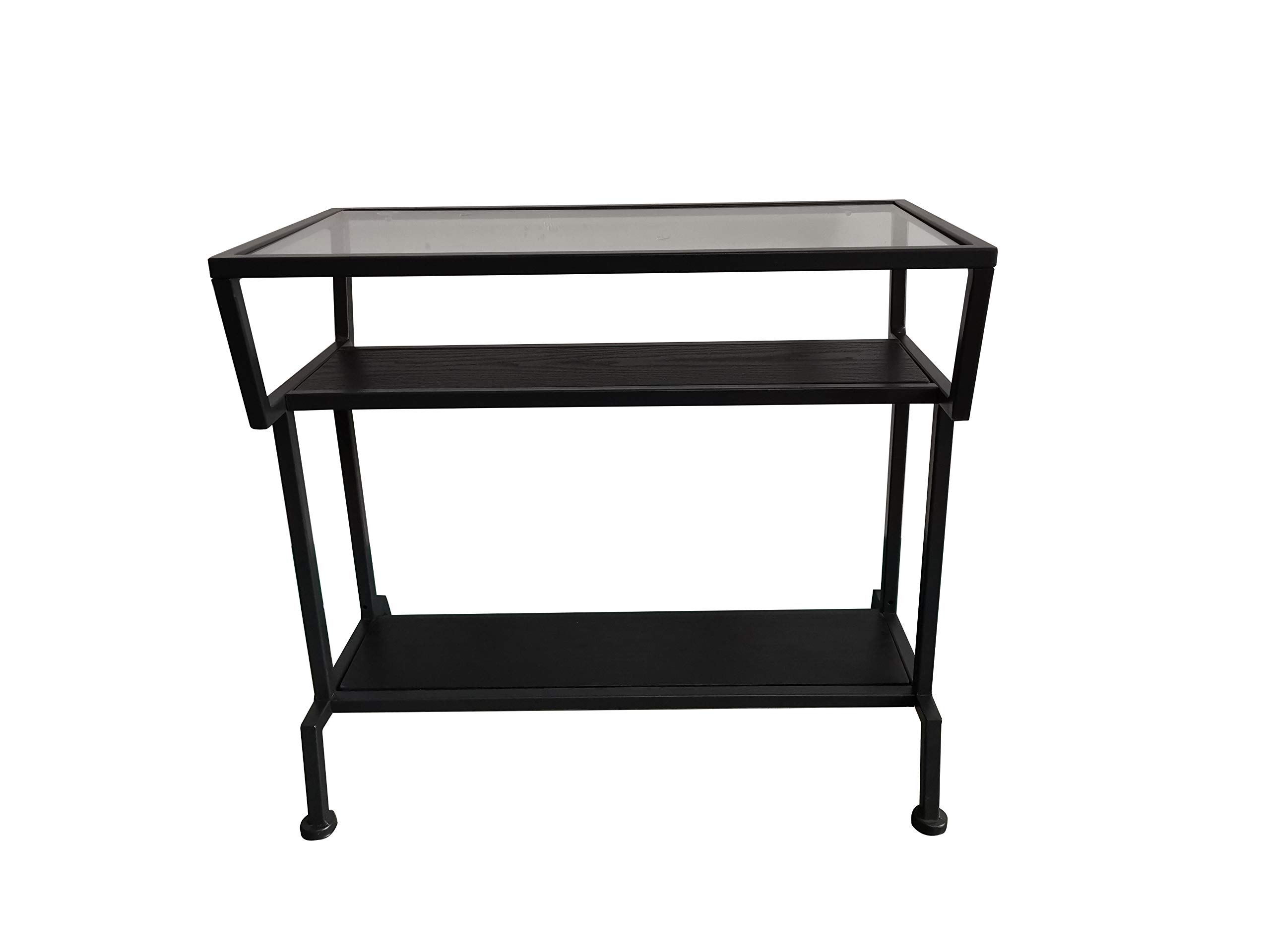 Kings Brand Furniture - Dosamantes Side End Table with Storage Shelves, Black - Perfect for Living Room, Bedroom, or Office Organization