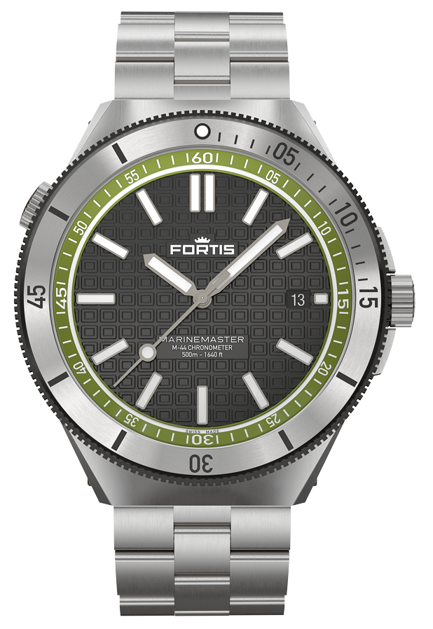 Fortis Marinemaster M 44 COSC Certified Automatic Diver Watch - Woodpecker Green Dial with Stainless Steel Bracelet | Perfect for Scuba Diving, Water Sports & Luxury Watch Collectors