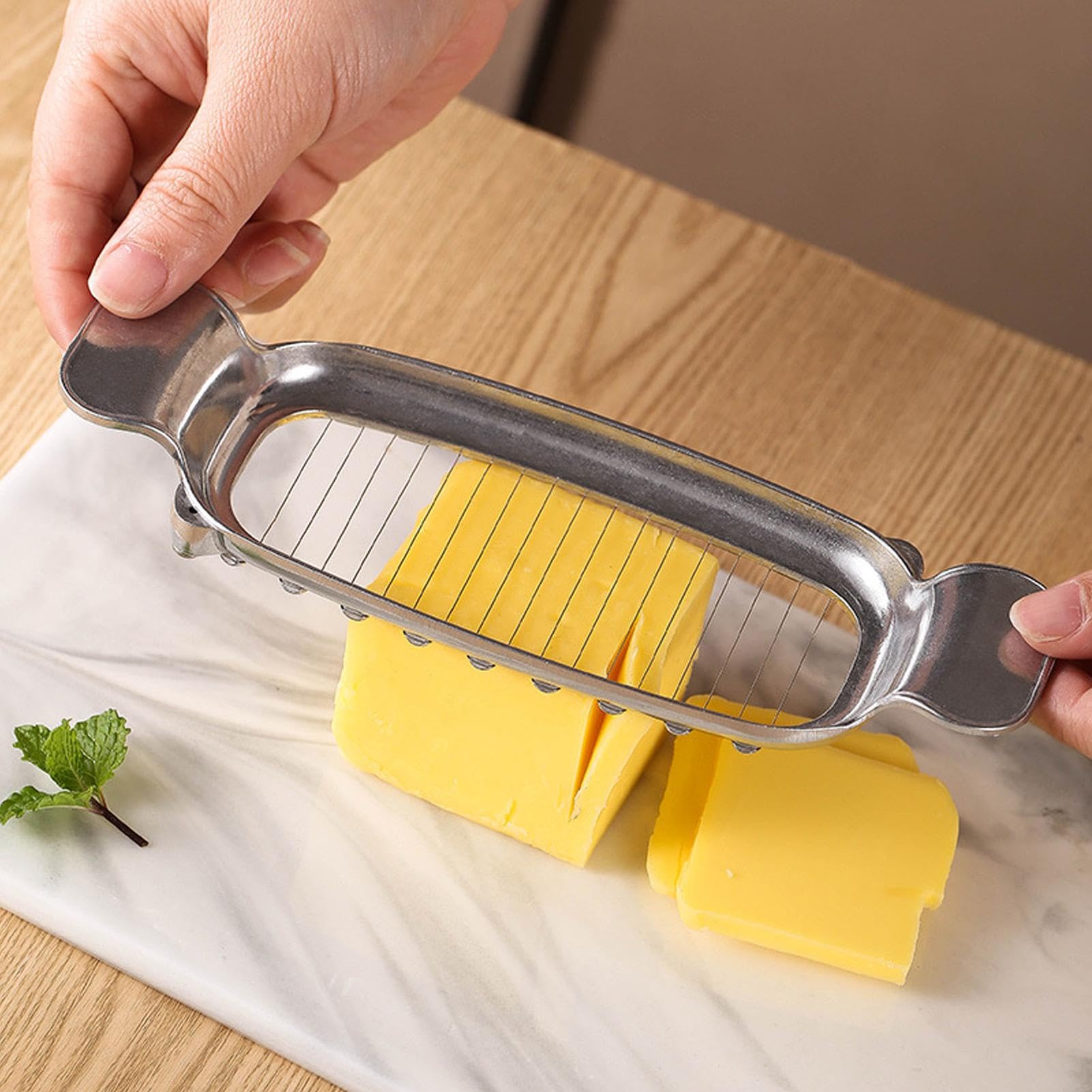 Stainless Steel Butter & Cheese Slicer - Ergonomic Handle Block Cheese Cutter for Perfect Cubes | Food Grade Safe Kitchen Tool for Cheese Platters, Charcuterie Boards & Cooking Prep