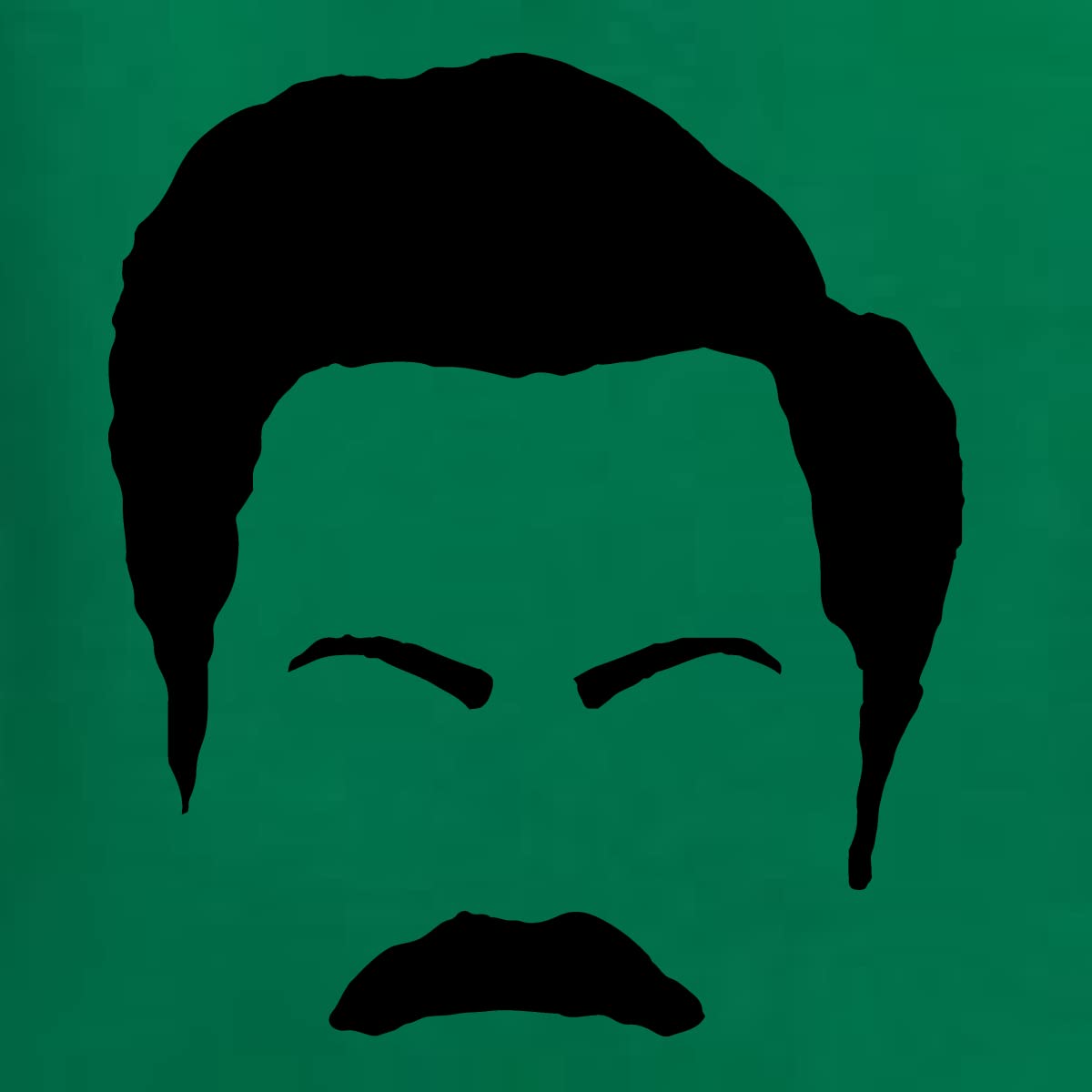 Ron Swanson Mustache Face Silhouette T-Shirt - Parks and Recreation Pop Culture Tee for Women | Slim Fit Junior Style | Perfect for TV Show Fans, Cosplay & Casual Wear