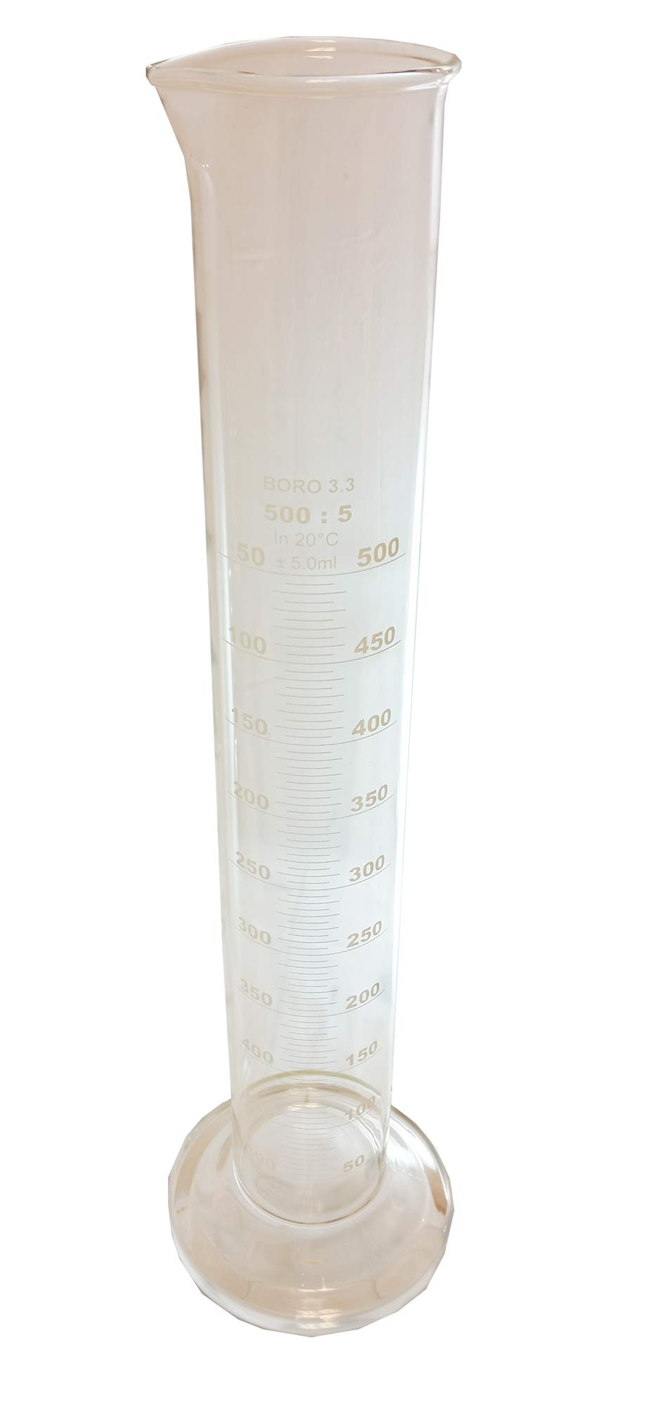 500ml Double Scale Glass Measuring Cylinder - High Precision Lab Equipment for Chemistry, Science Experiments & DIY Projects