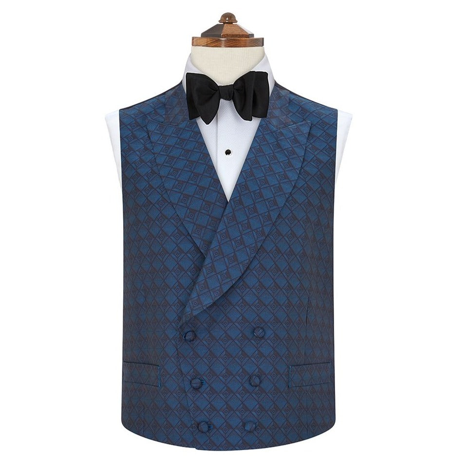 Hayward Teal Silk Jacquard Waistcoat for Men - Elegant Formal Vest for Weddings, Parties & Business Events